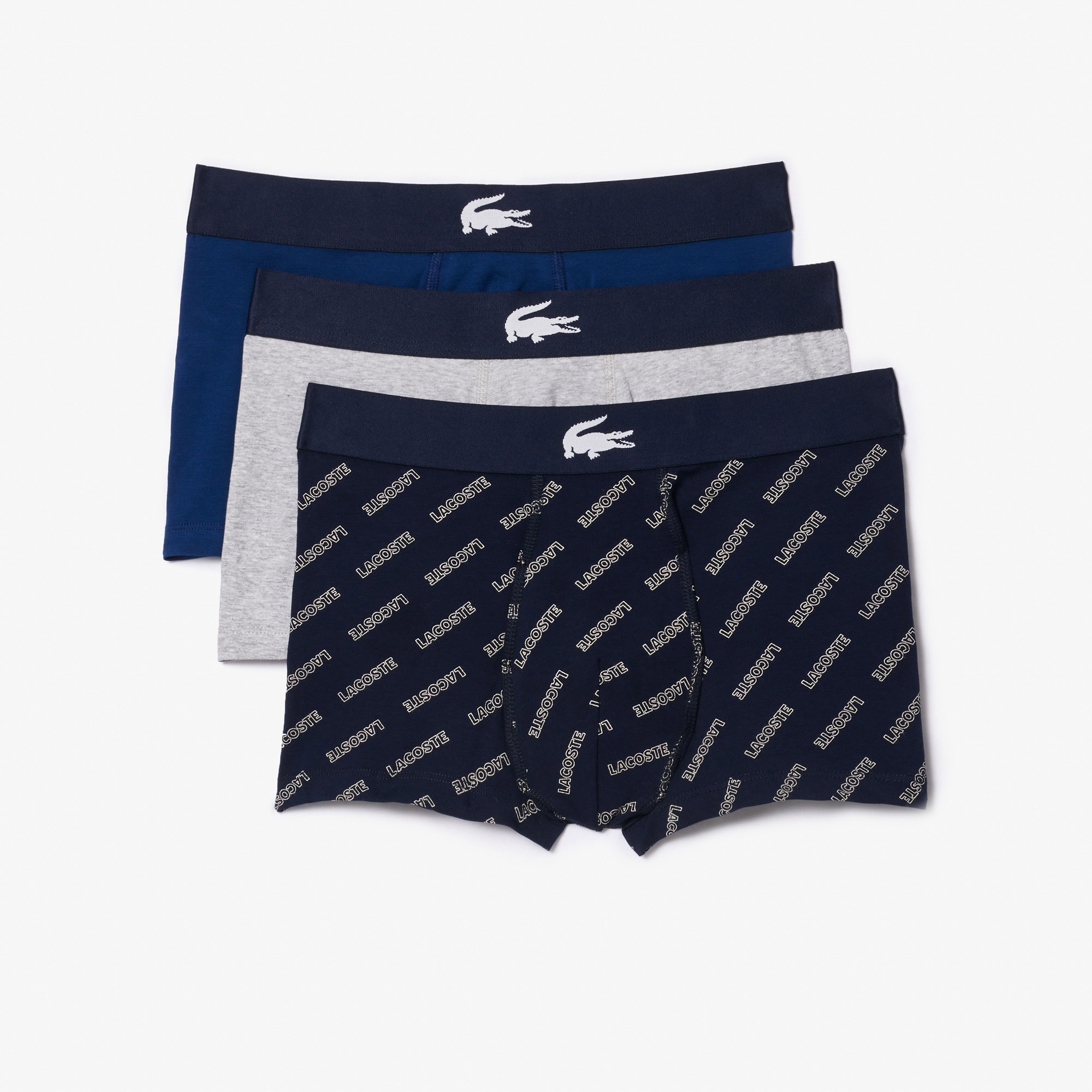 Lacoste Erkek Baskılı 3'lü Lacivert Boxer