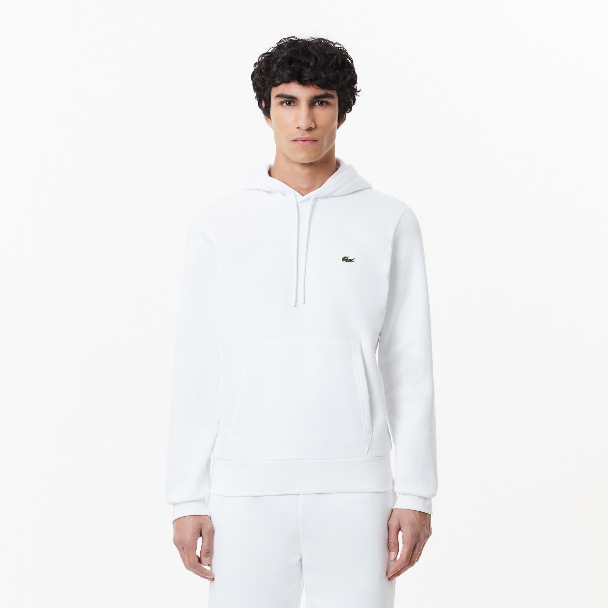 Lacoste Erkek Classic Fit Kapüşonlu Beyaz Sweatshirt