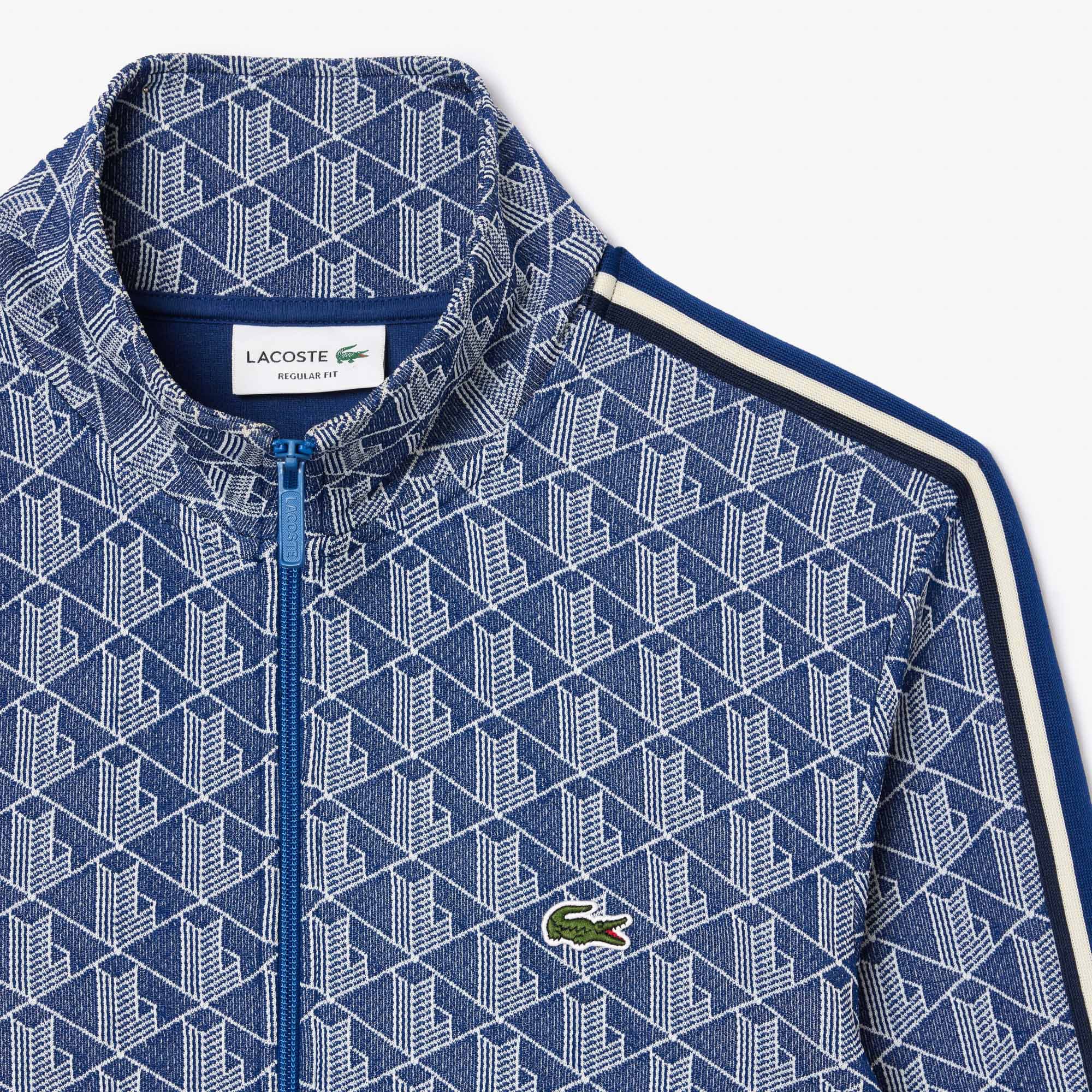 Lacoste Erkek Regular Fit Fermuarlı Monogram Lacivert Sweatshirt