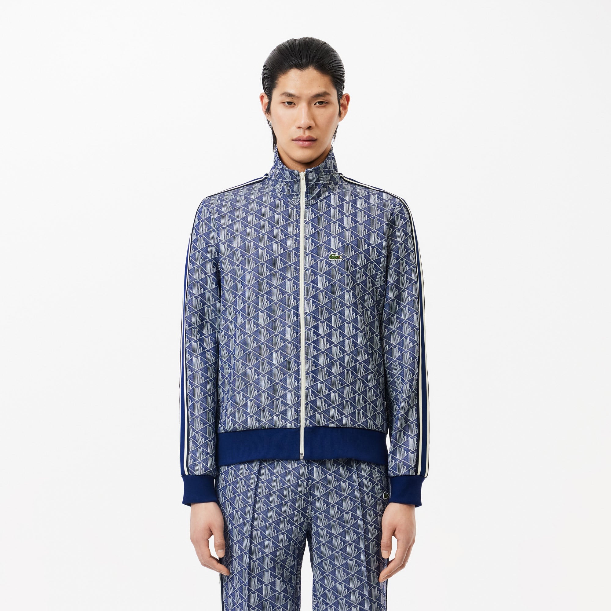 Lacoste Erkek Regular Fit Fermuarlı Monogram Lacivert Sweatshirt