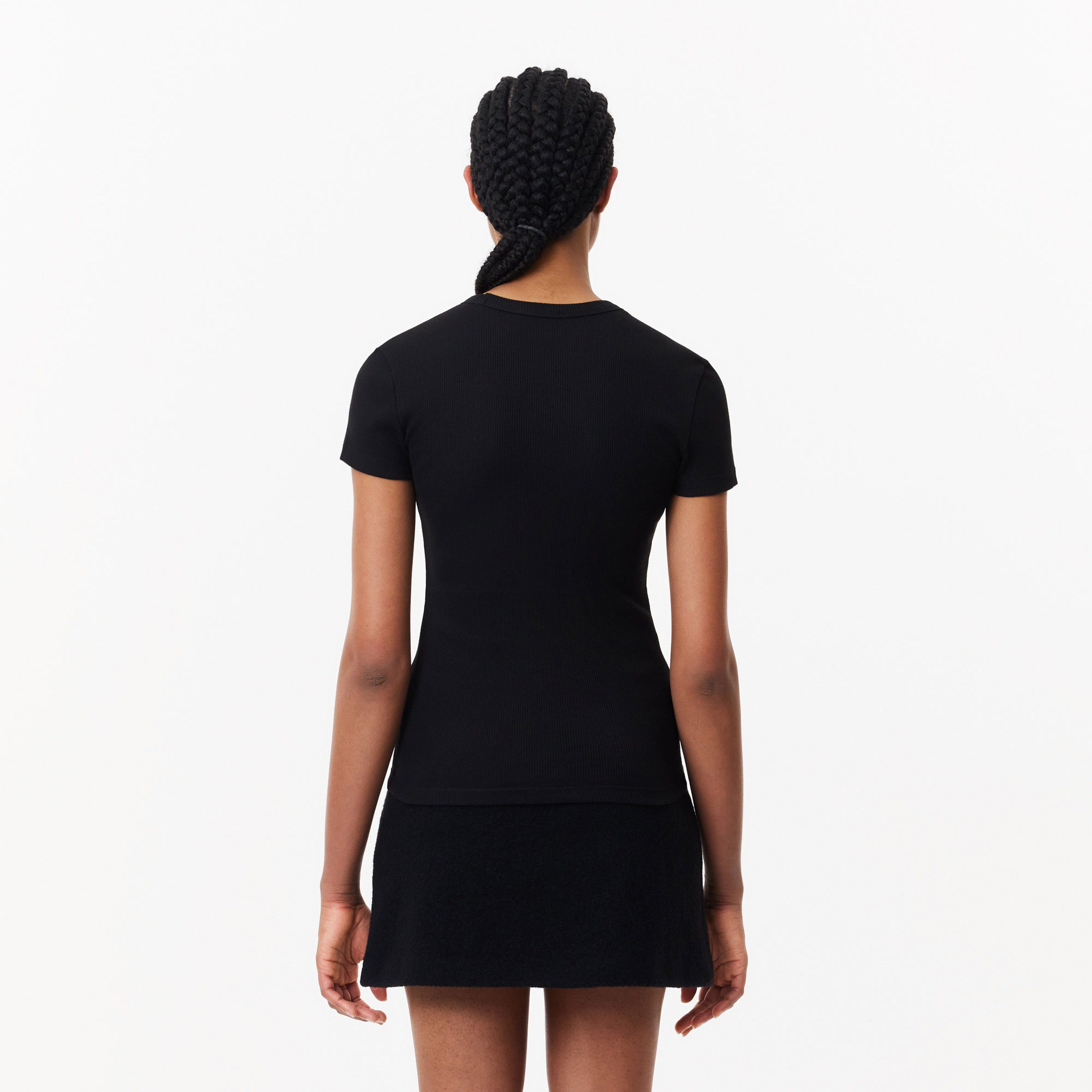 Kadın Slim Fit Bisiklet Yaka Siyah T-Shirt