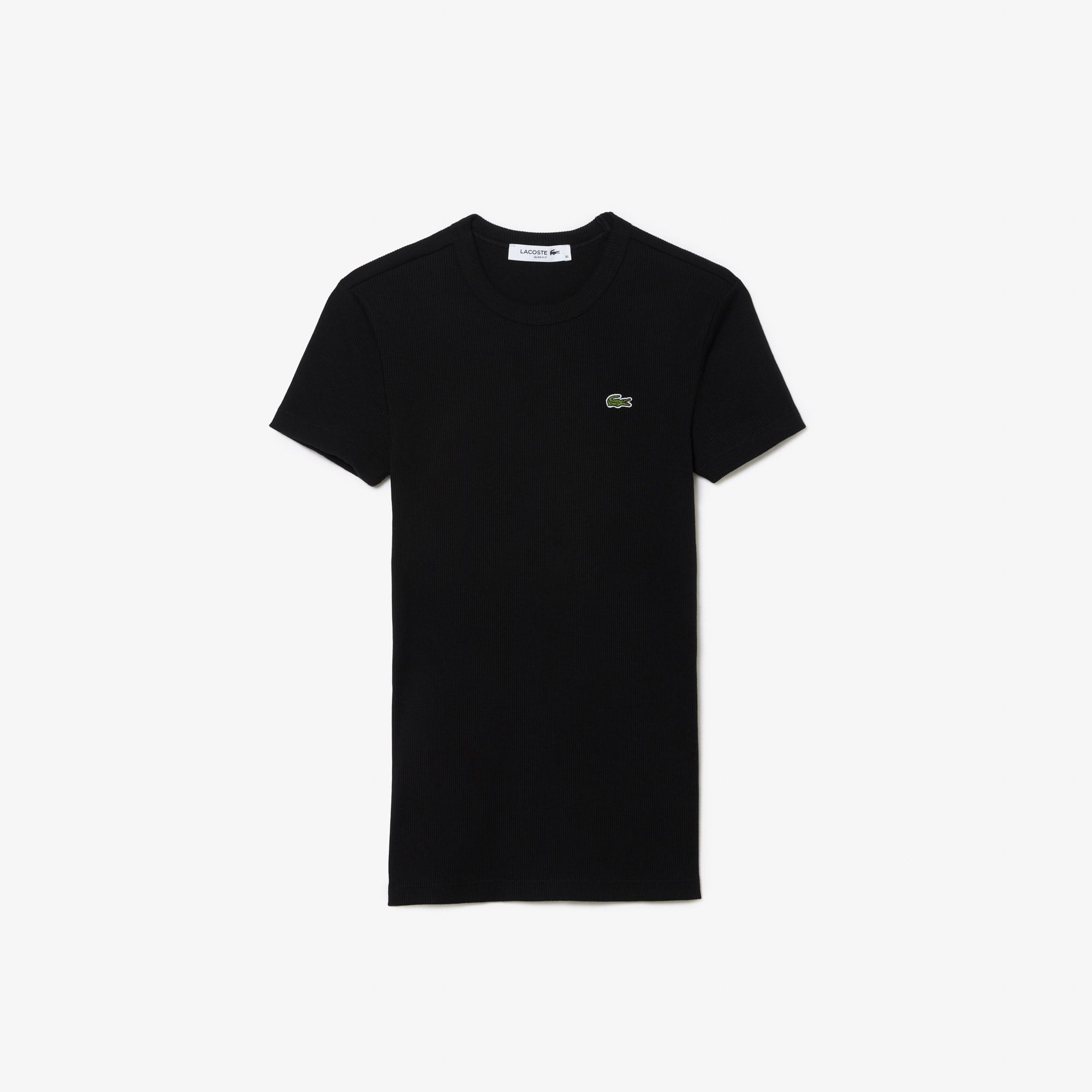 Lacoste Kadın Slim Fit Bisiklet Yaka Siyah T-Shirt görsel 4