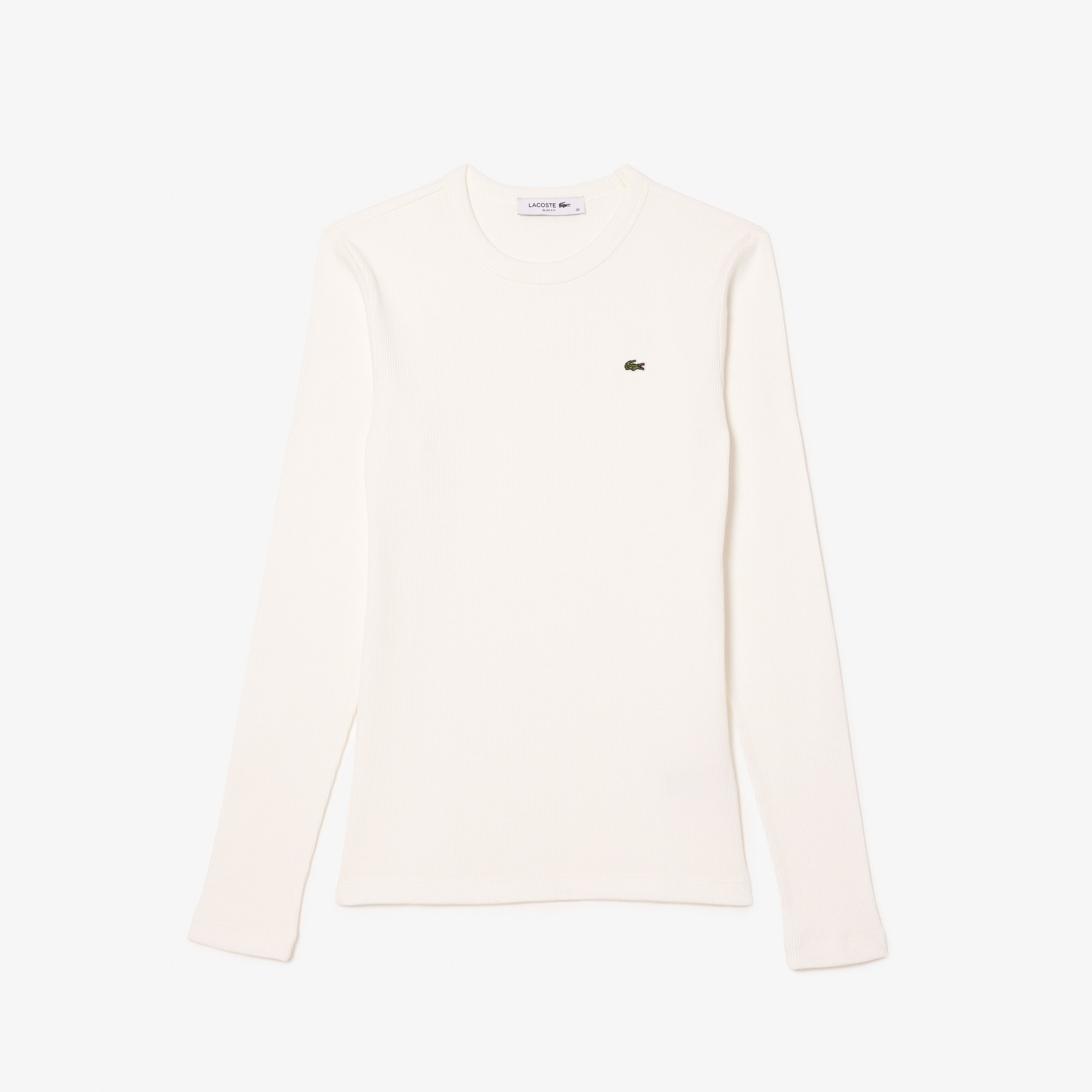 Kadın Slim Fit Uzun Kollu Bisiklet Yaka Beyaz T-Shirt