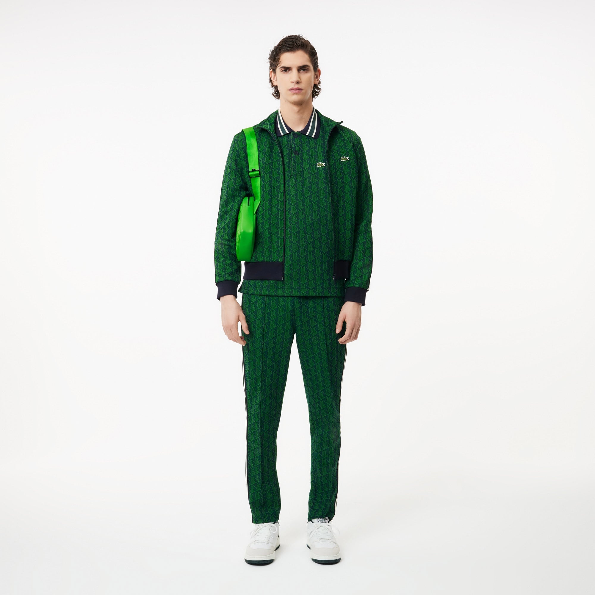 Lacoste Monogram Erkek Classic Fit Yeşil Polo