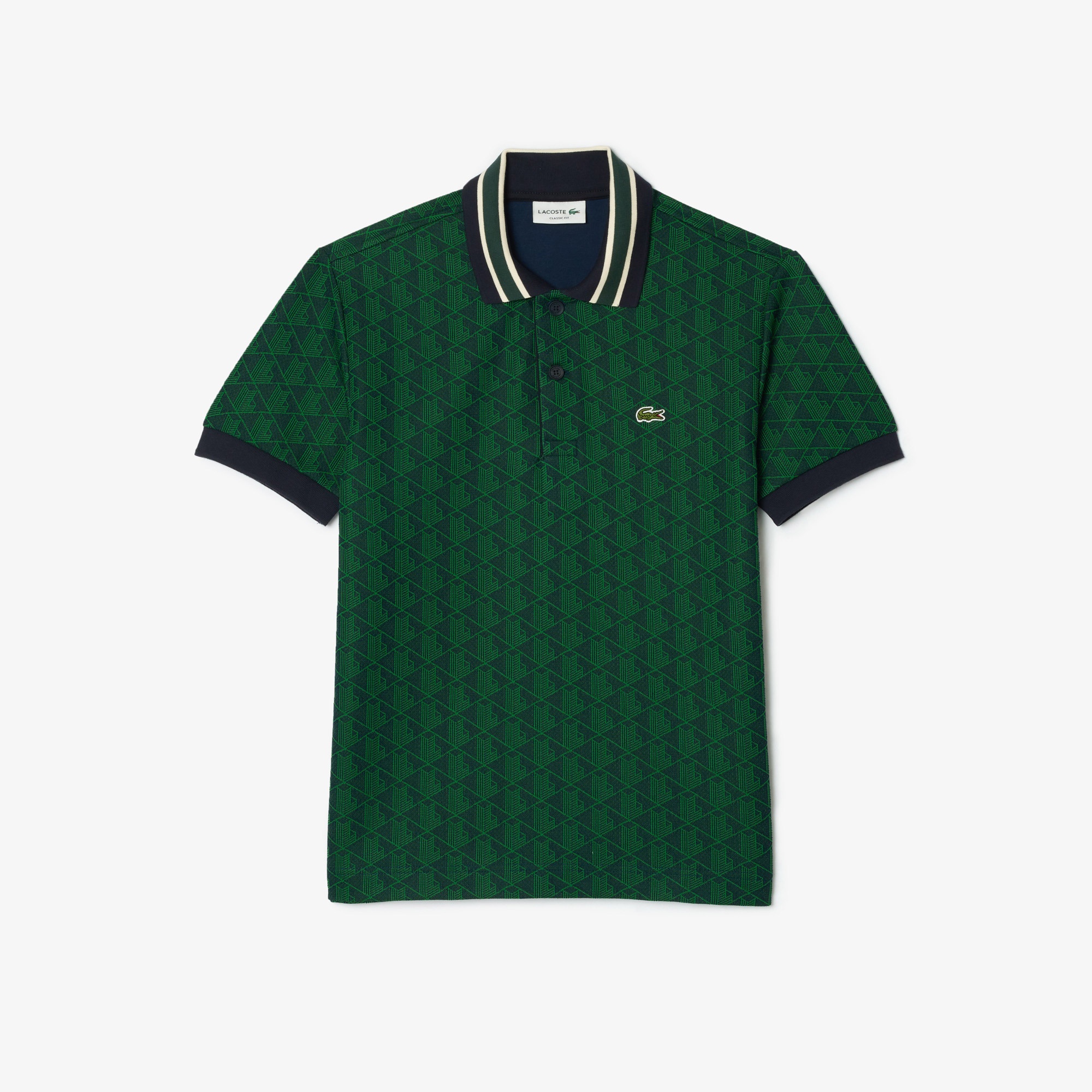 Lacoste Monogram Erkek Classic Fit Yeşil Polo