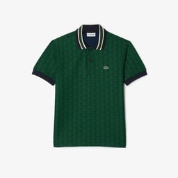 Lacoste Monogram Erkek Classic Fit Yeşil Polo Yeşil