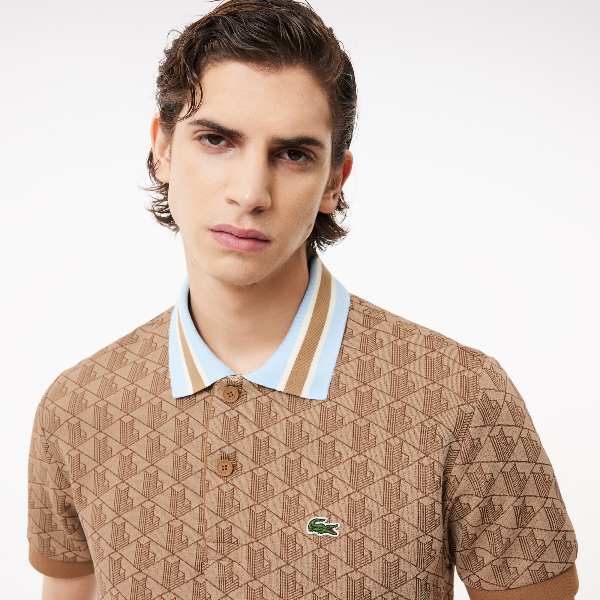 Lacoste Monogram Erkek Classic Fit Kahverengi Polo