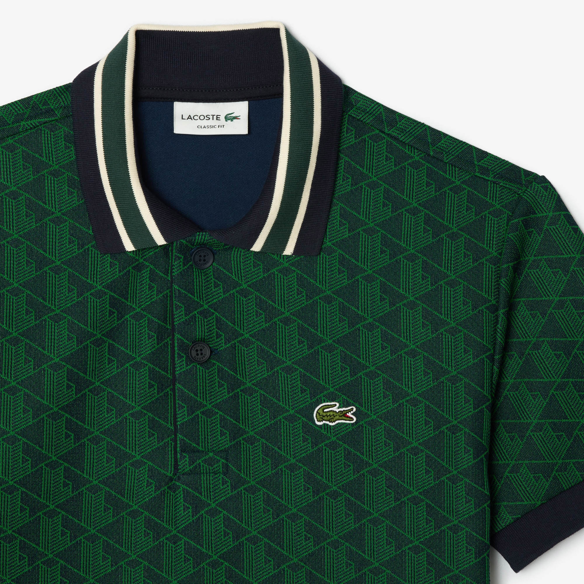 Lacoste Monogram Erkek Classic Fit Yeşil Polo