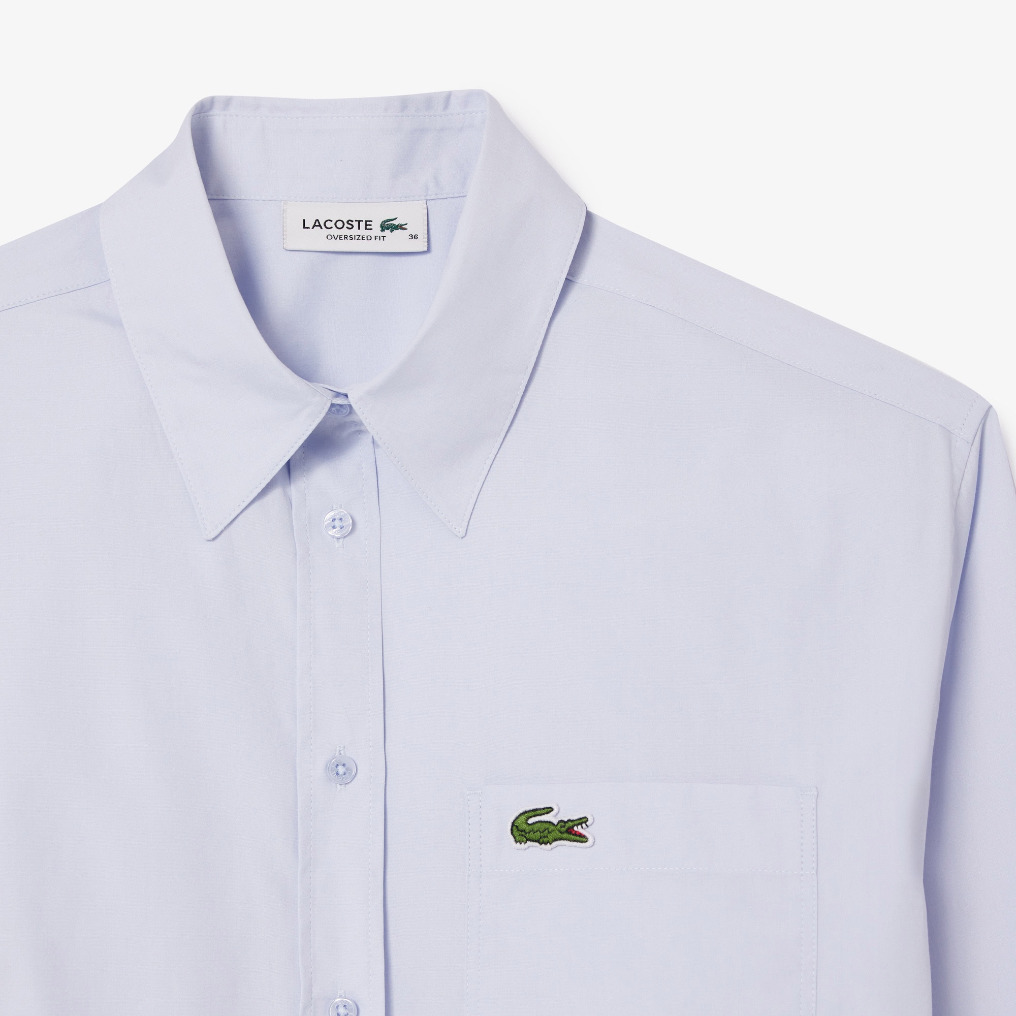 Lacoste Kadın Oversize Çizgili Mavi Gömlek