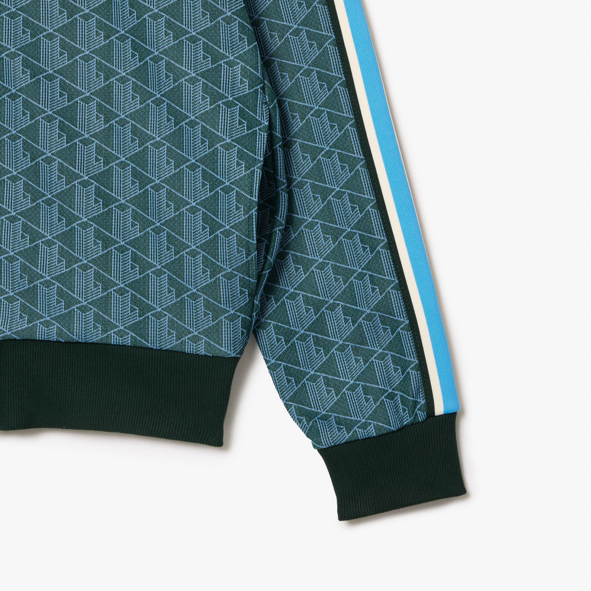 Erkek Regular Fit Fermuarlı Monogram Yeşil Sweatshirt