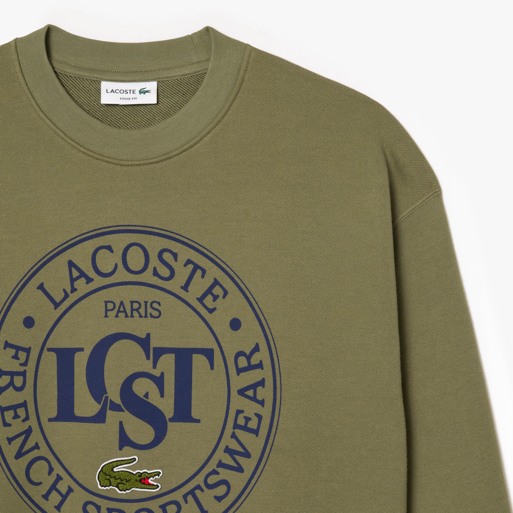 Lacoste Erkek Loose Fit Bisiket Yaka Baskılı Haki Sweatshirt