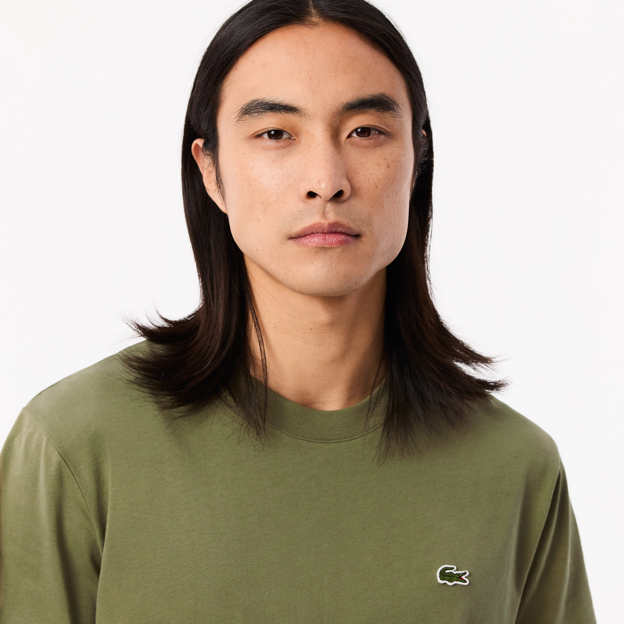 Lacoste Erkek Classic Fit Bisiklet Yaka Haki T-Shirt görsel 2