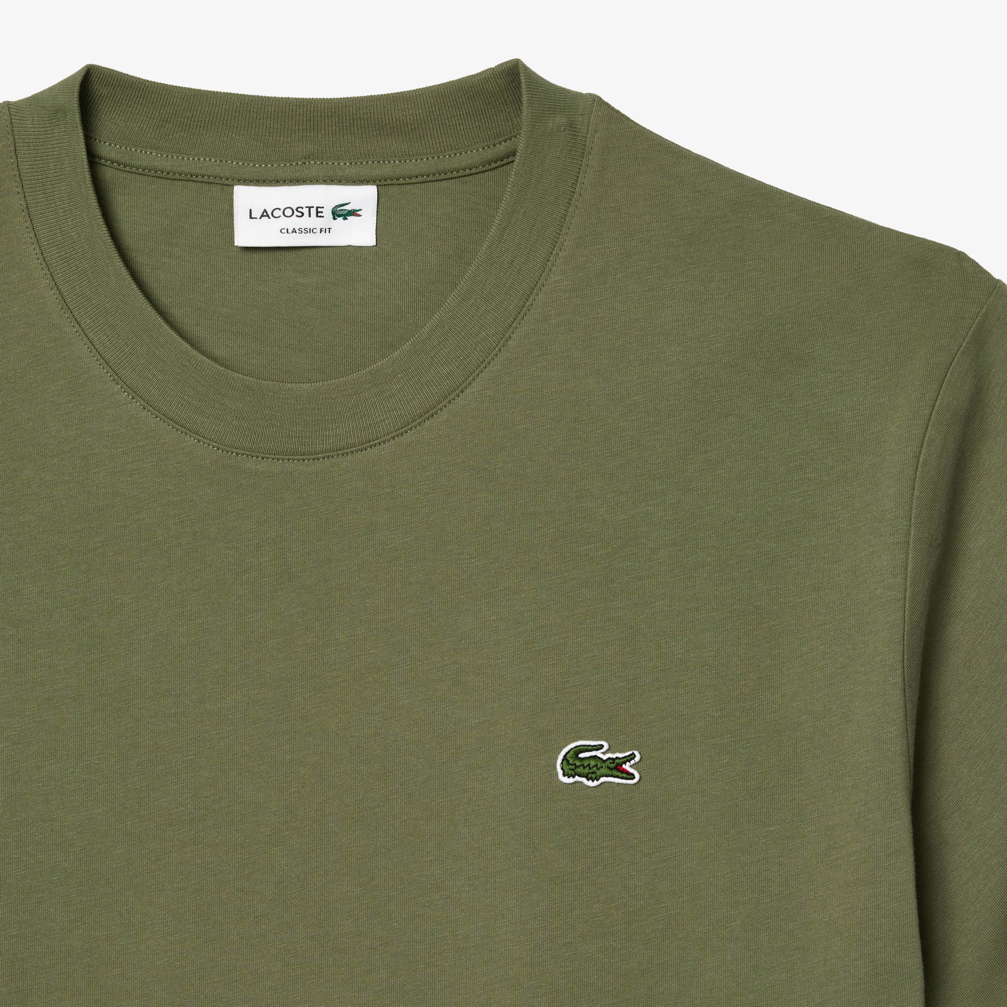 Lacoste Erkek Classic Fit Bisiklet Yaka Haki T-Shirt görsel 6