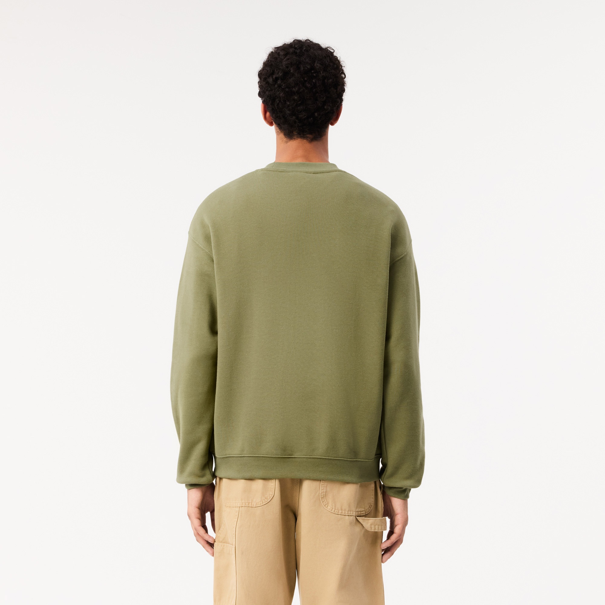 Lacoste Erkek Loose Fit Bisiket Yaka Baskılı Haki Sweatshirt