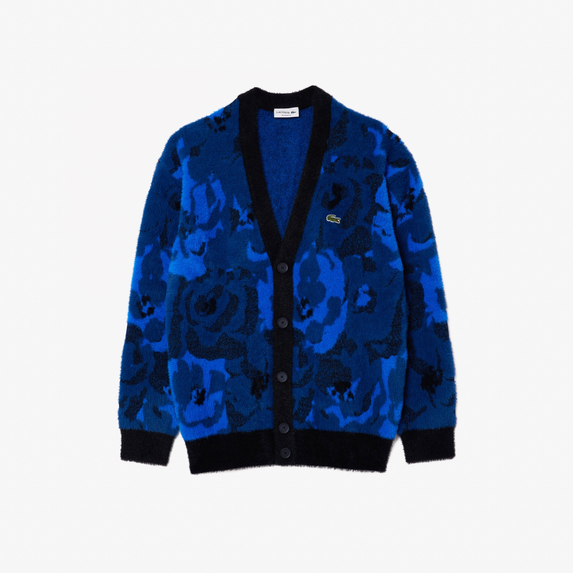 Lacoste Erkek Relaxed Fit V Yaka Desenli Lacivert Hırka