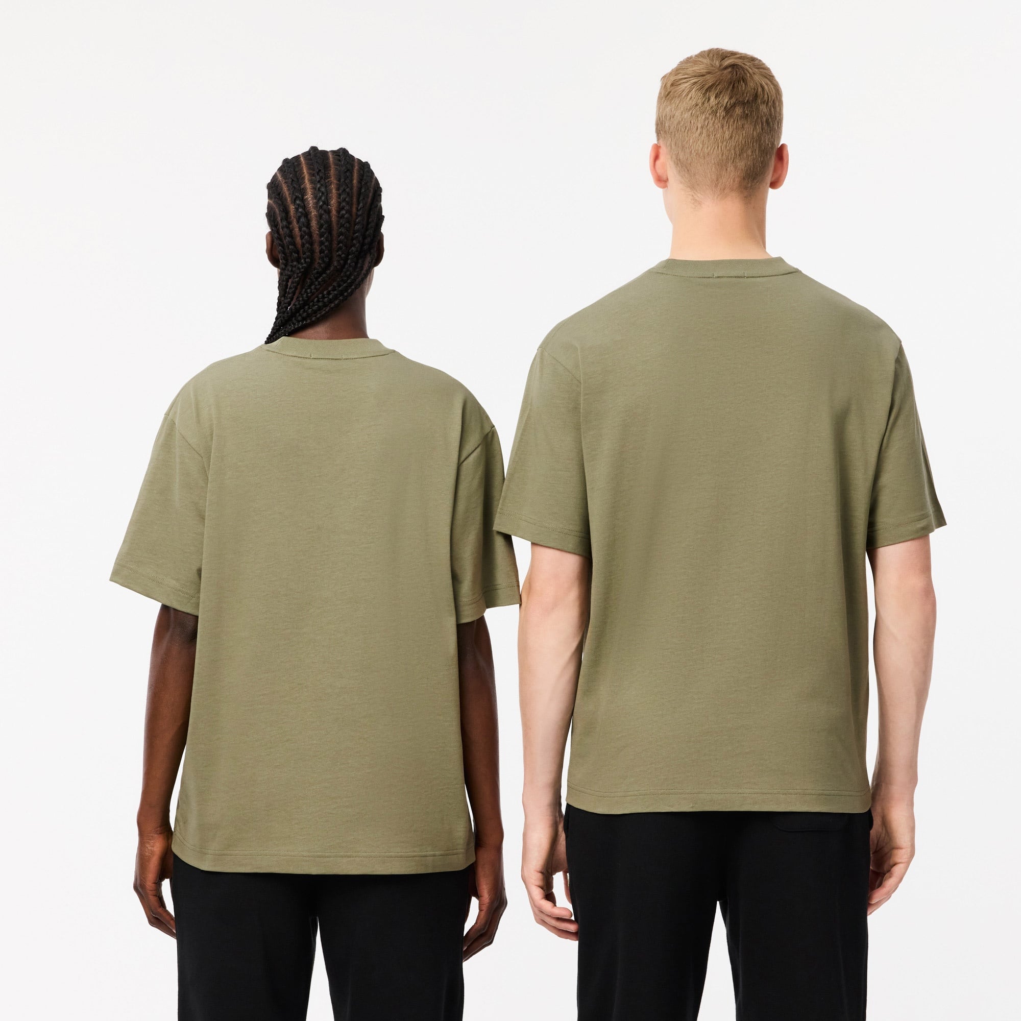 Lacoste Unisex Loose Fit Bisiklet Yaka Organik Pamuk Haki T-Shirt