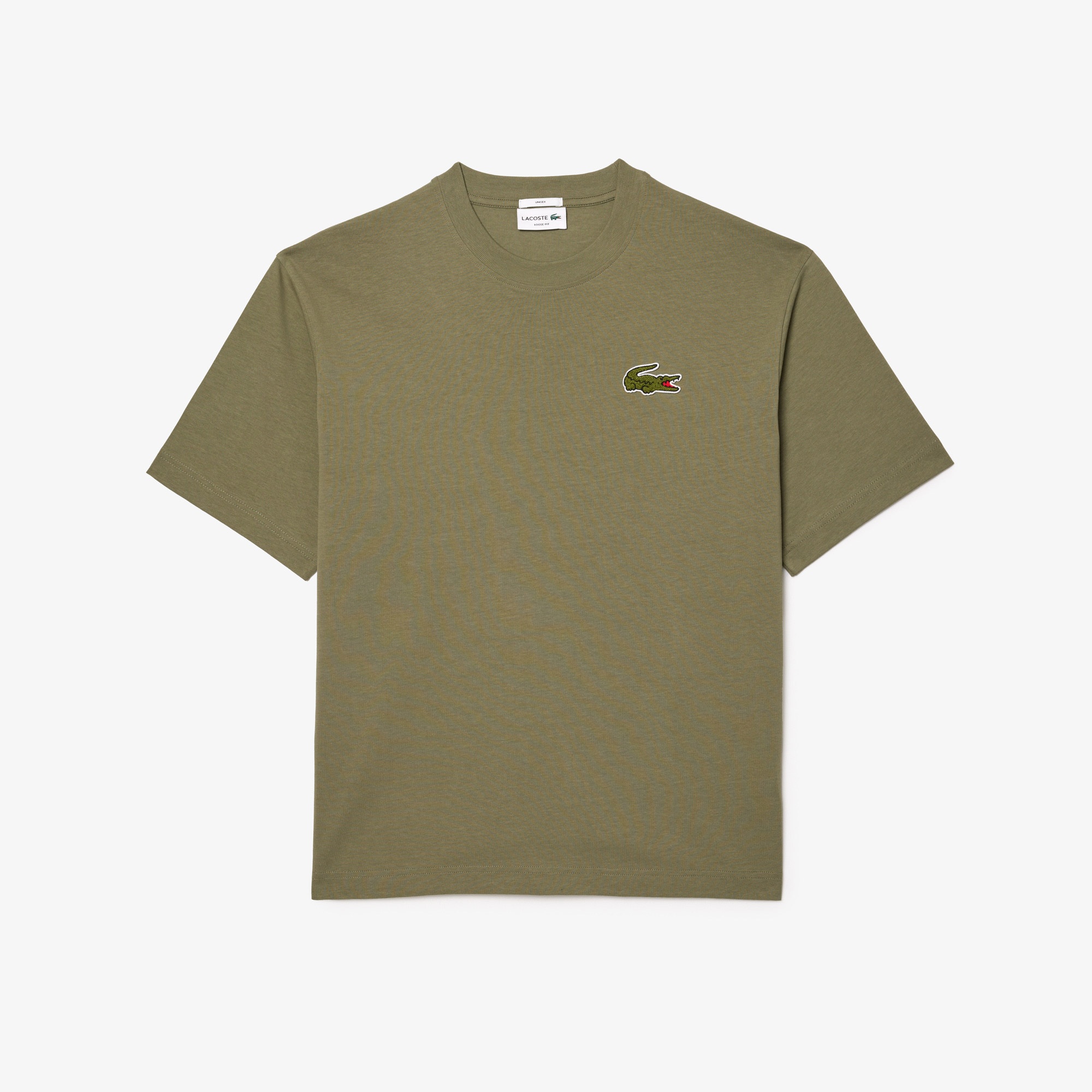 Lacoste Unisex Loose Fit Bisiklet Yaka Organik Pamuk Haki T-Shirt