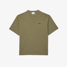 Lacoste Unisex Loose Fit Bisiklet Yaka Organik Pamuk Haki T-Shirt Yeşil