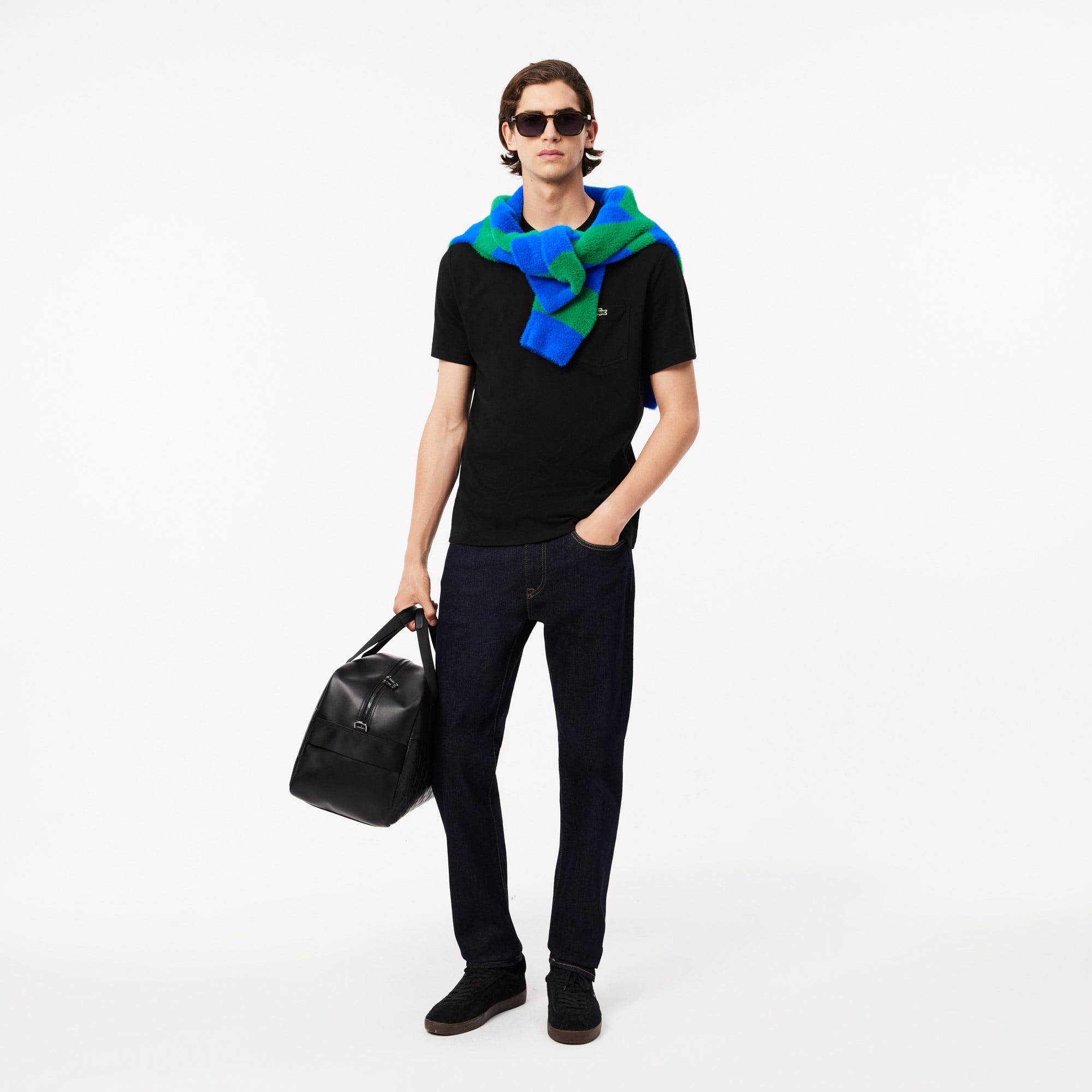 Erkek Classic Fit Bisiklet Yaka Siyah Cepli T-Shirt