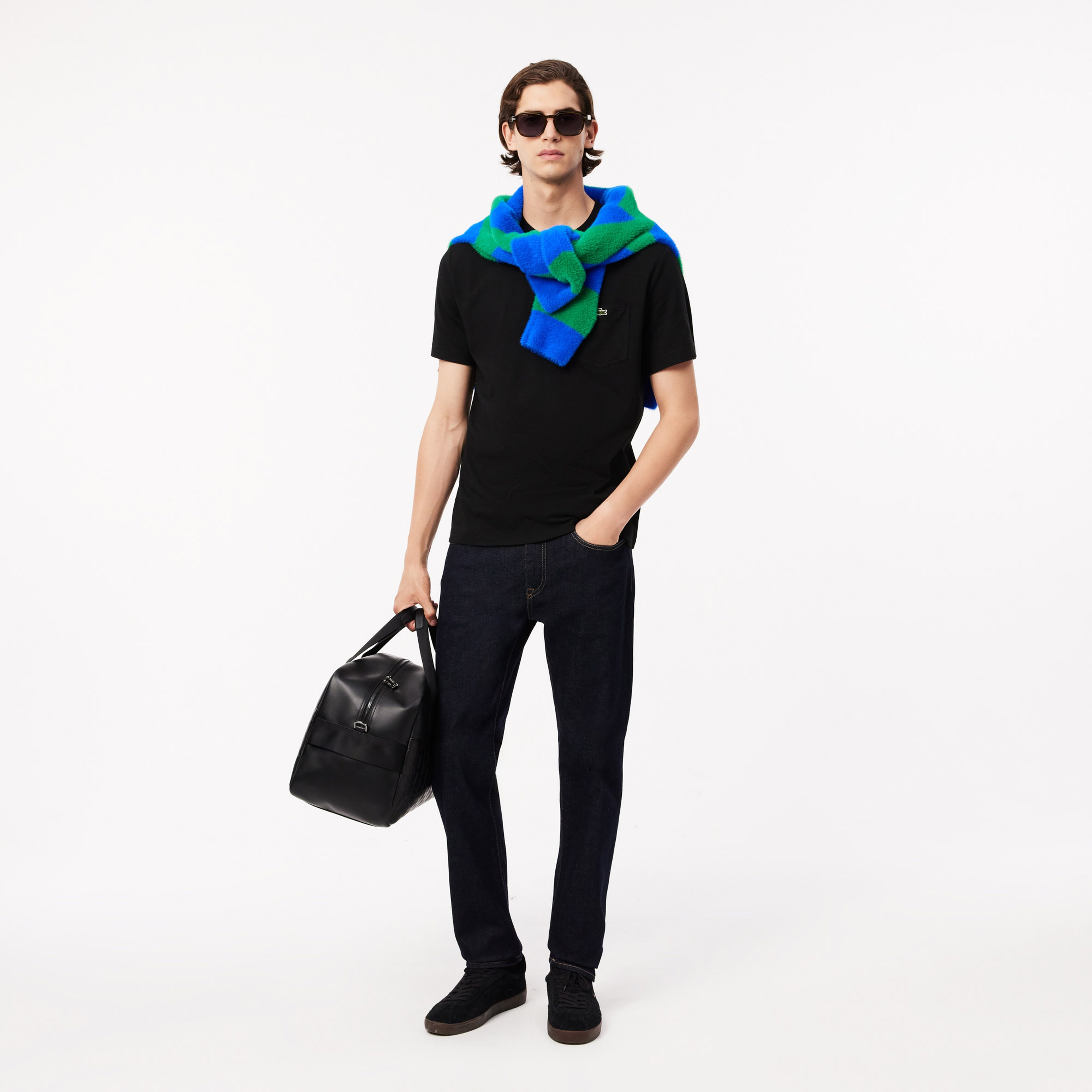 Erkek Classic Fit Bisiklet Yaka Siyah Cepli T-Shirt