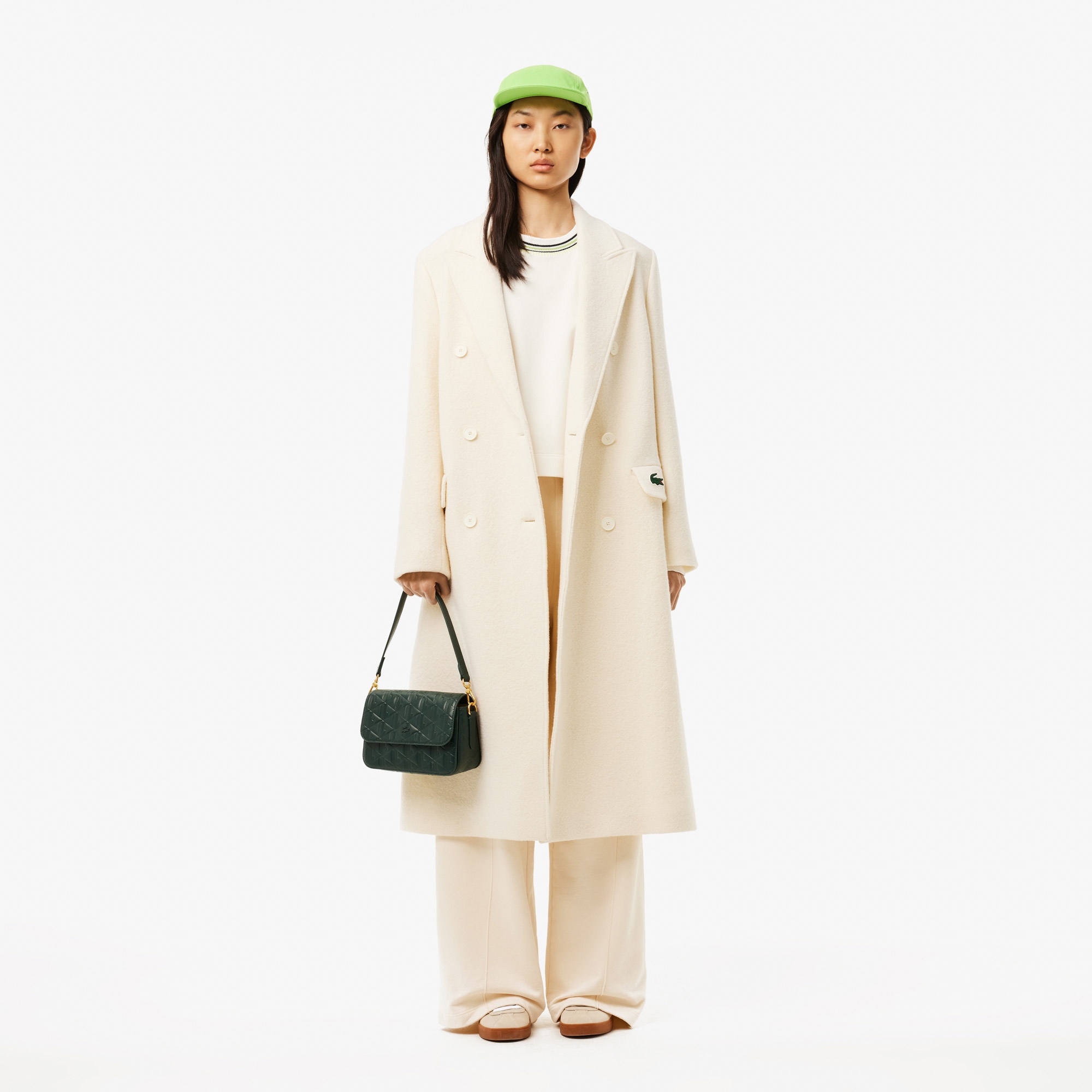 Lacoste Kadın Relaxed Fit Bisiklet Yaka Beyaz Sweatshirt