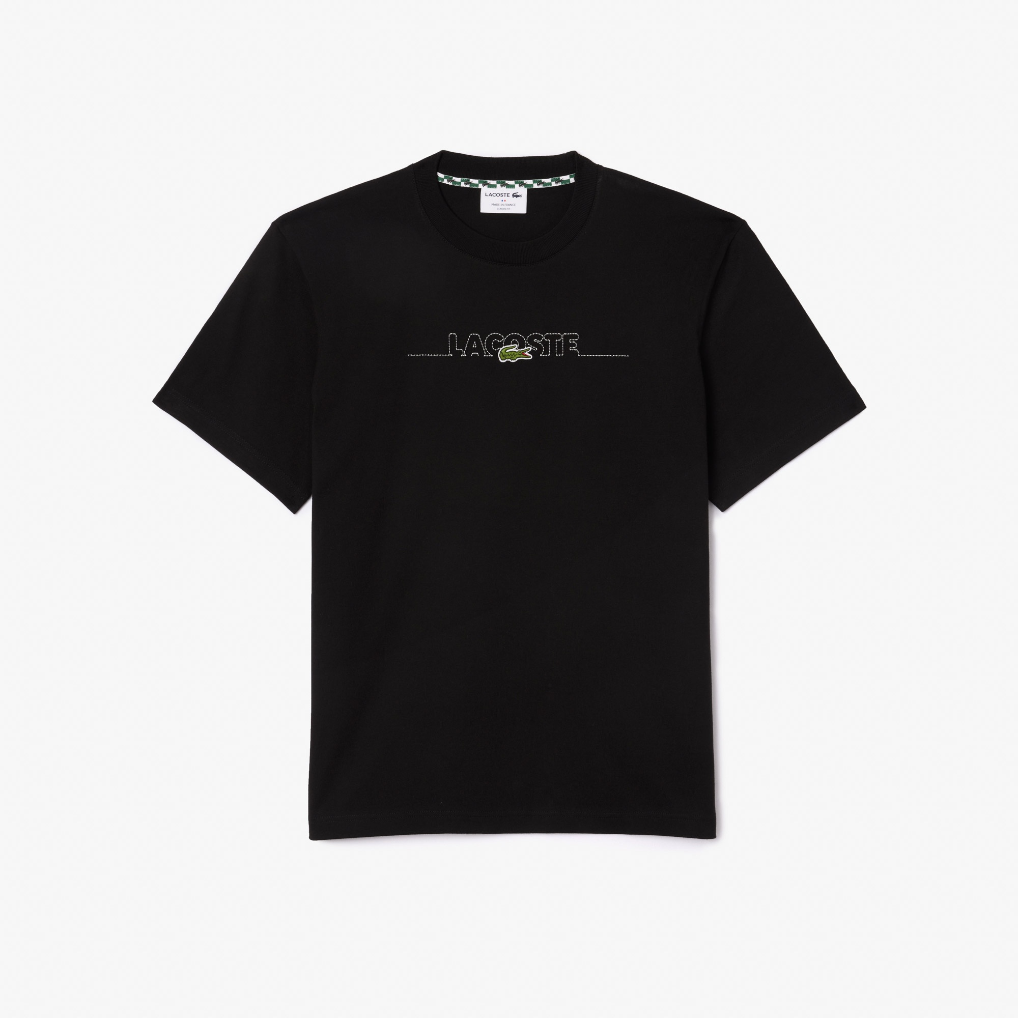 Lacoste Erkek Classic Fit Bisiklet Yaka Baskılı Siyah T-Shirt