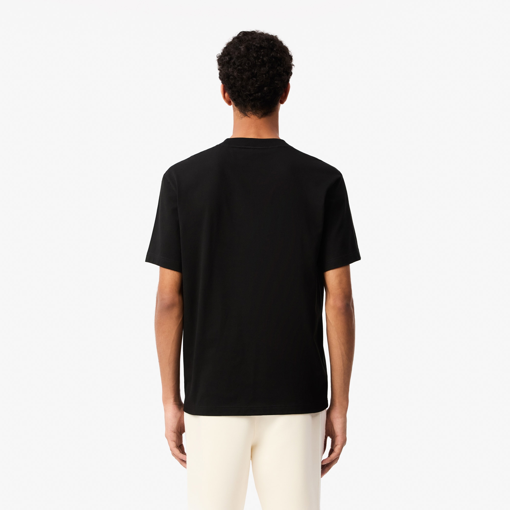 Lacoste Erkek Classic Fit Bisiklet Yaka Baskılı Siyah T-Shirt