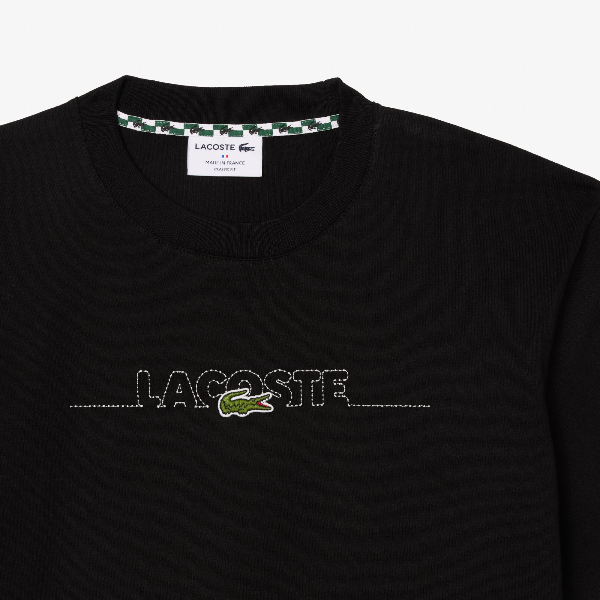 Lacoste Erkek Classic Fit Bisiklet Yaka Baskılı Siyah T-Shirt