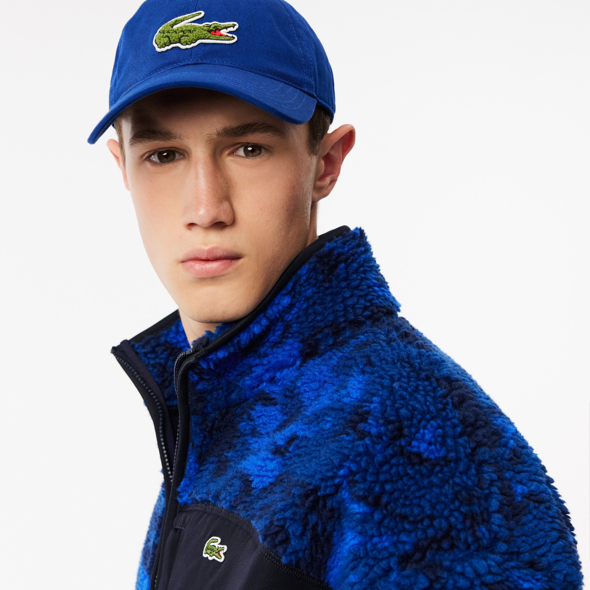 Lacoste Erkek Dik Yaka Desenli Lacivert Mont