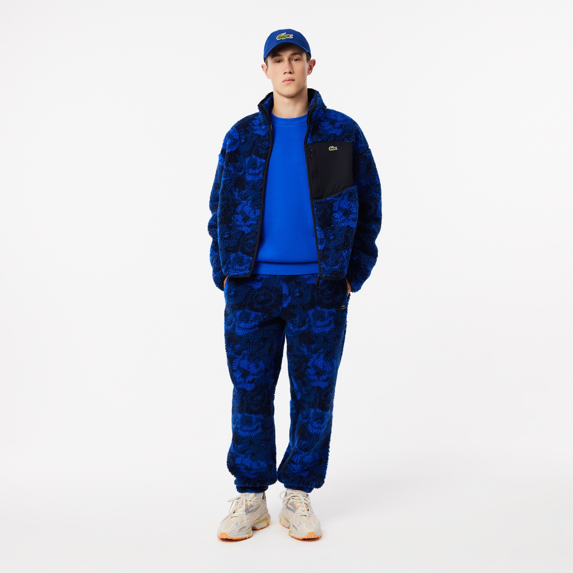 Lacoste Erkek Dik Yaka Desenli Lacivert Mont