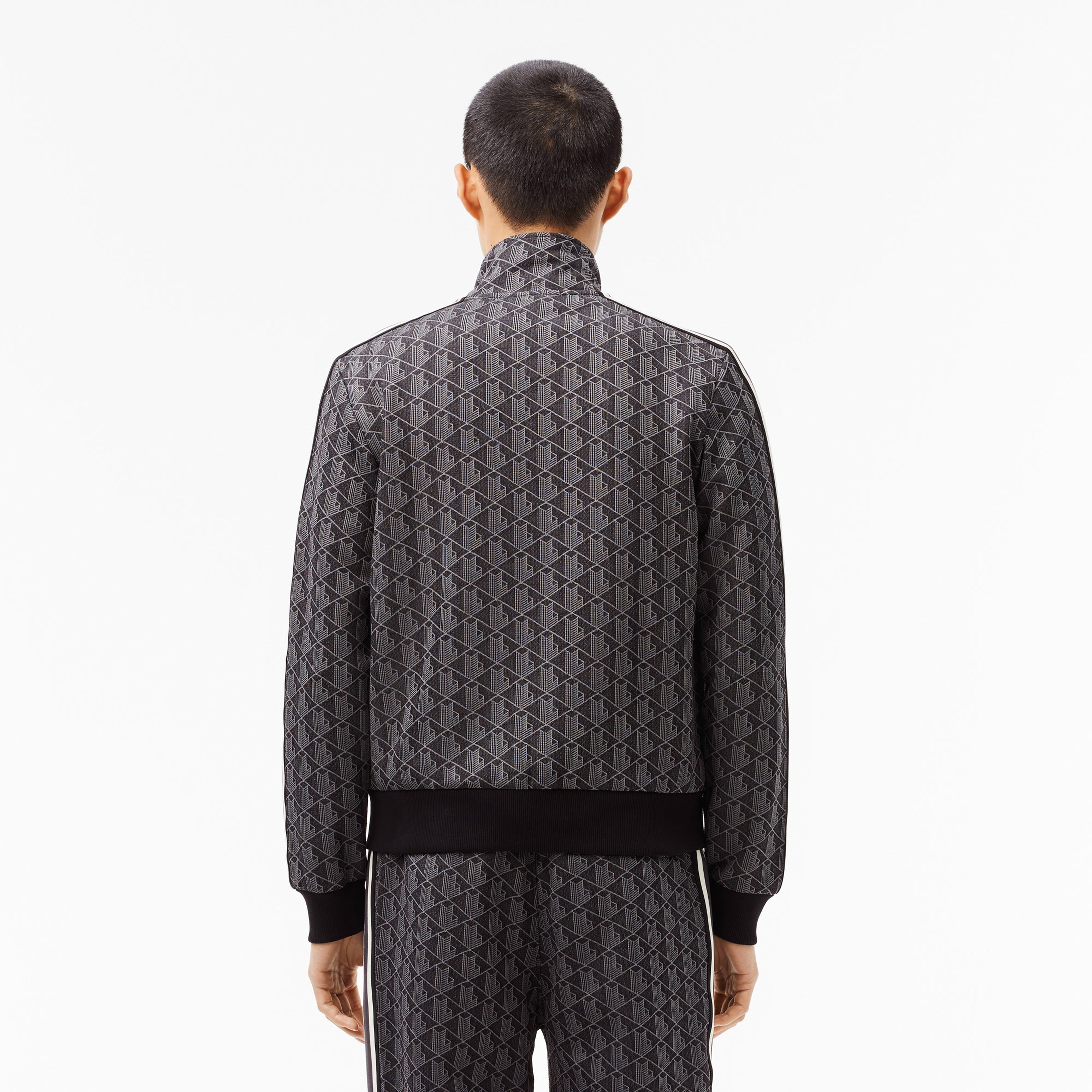 Erkek Regular Fit Fermuarlı Monogram Siyah Sweatshirt Erkek Regular Fit Fermuarlı Monogram Siyah Sweatshirt