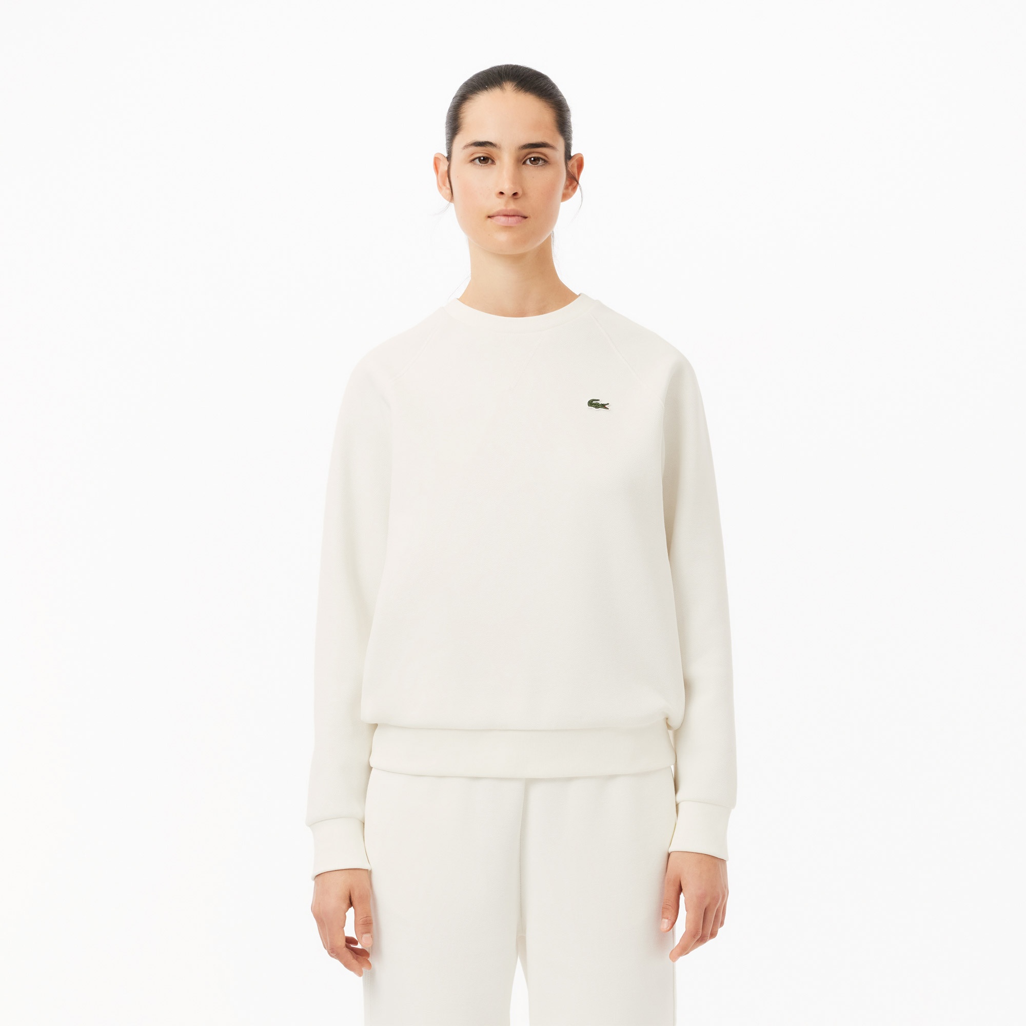 Lacoste Kadın Regular Fit Bisiklet Yaka Beyaz Sweatshirt