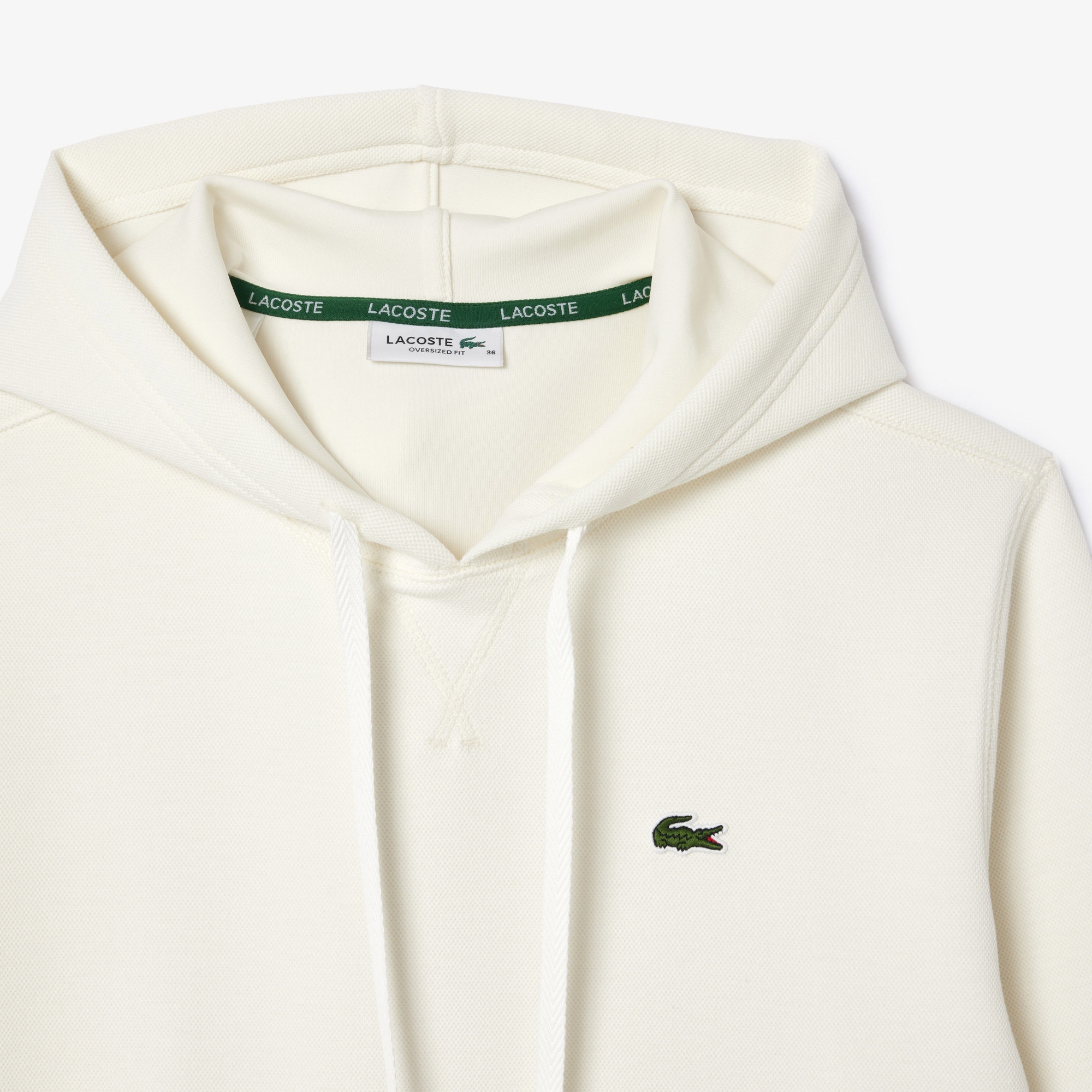 Lacoste Kadın Regular Fit Kapüşonlu Beyaz Sweatshirt