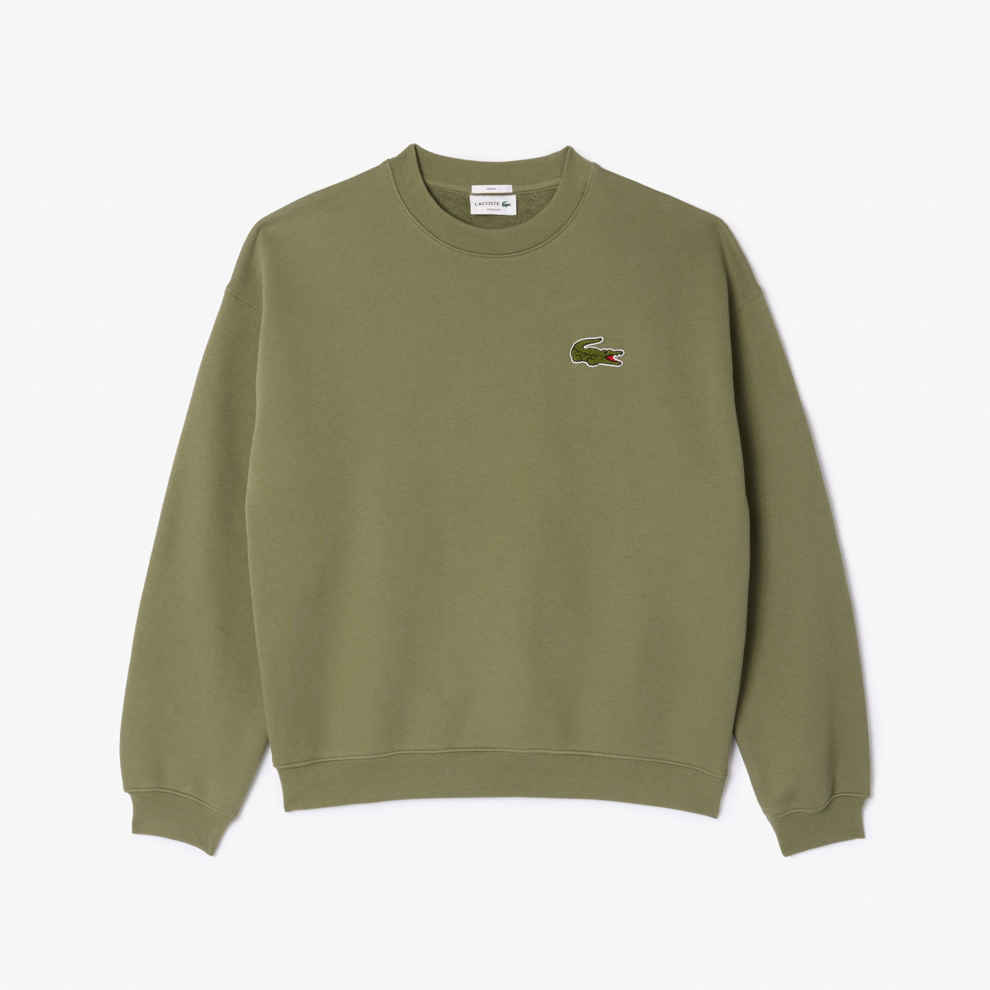 Lacoste Unisex Loose Fit Bisiklet Yaka Organik Pamuk Haki Sweatshirt