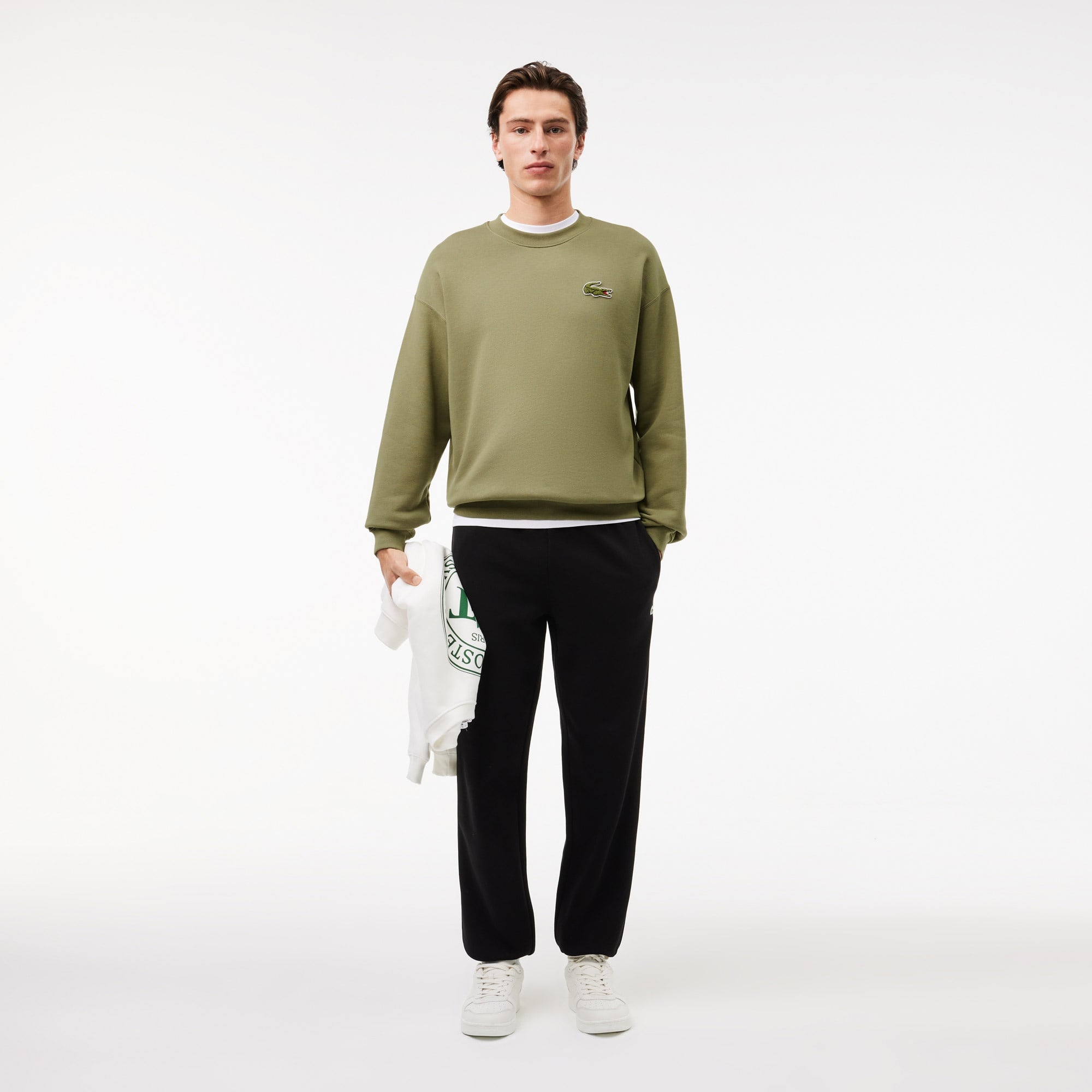 Lacoste Unisex Loose Fit Bisiklet Yaka Organik Pamuk Haki Sweatshirt