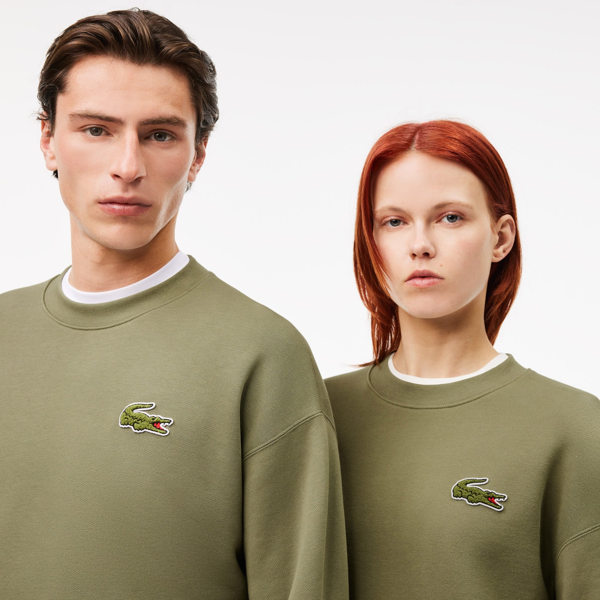 Lacoste Unisex Loose Fit Bisiklet Yaka Organik Pamuk Haki Sweatshirt