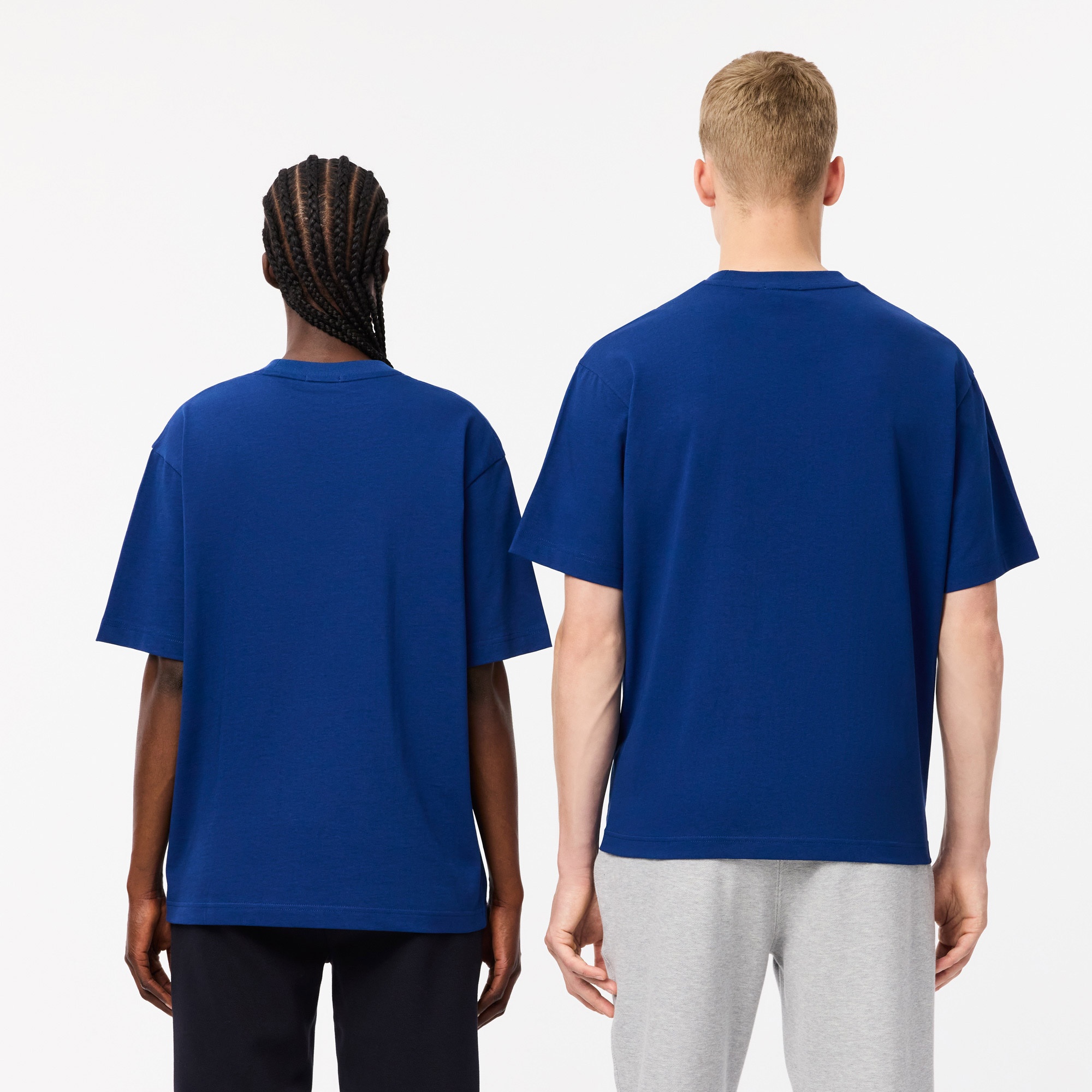 Lacoste Unisex Loose Fit Bisiklet Yaka Organik Pamuk Koyu Mavi T-Shirt