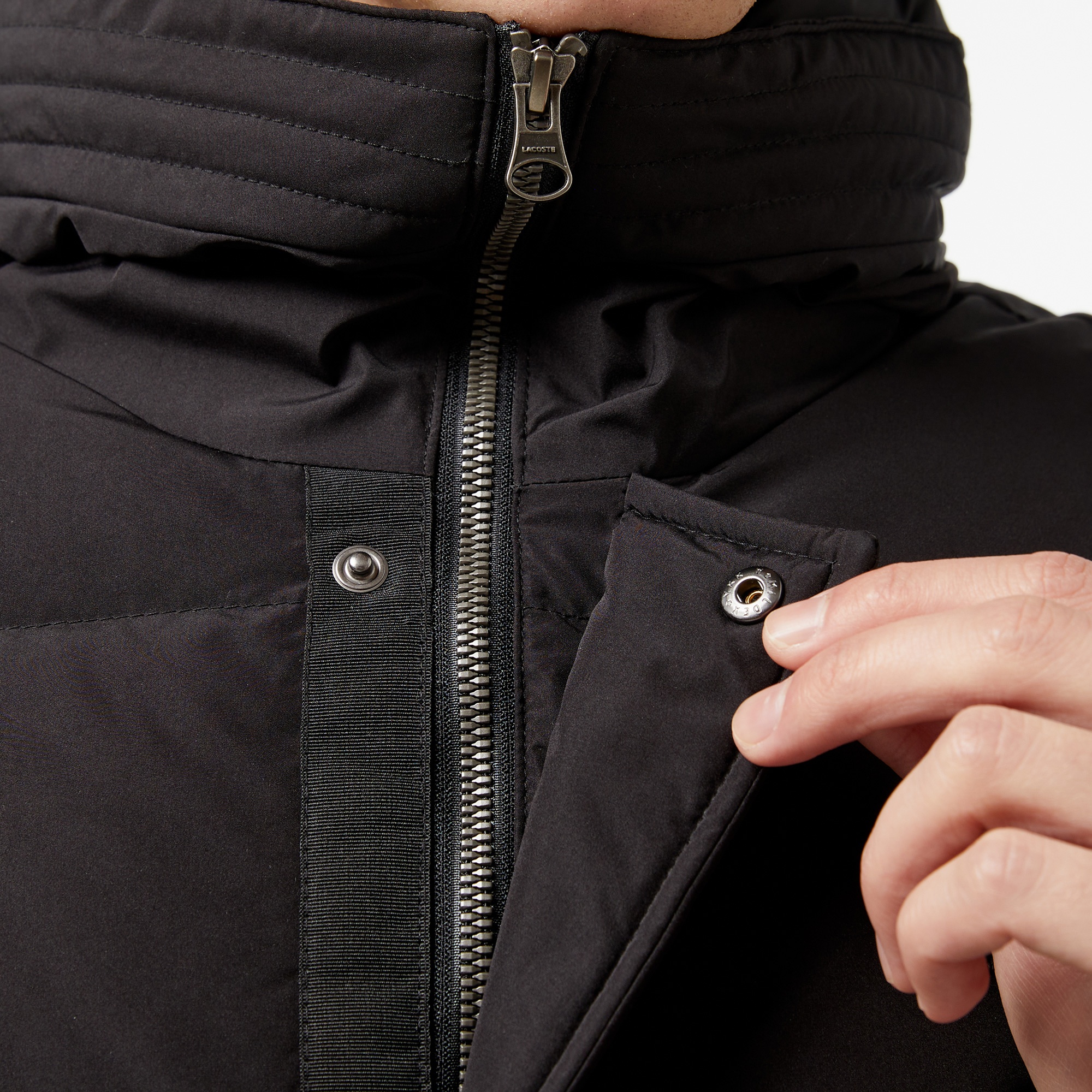 Lacoste Erkek Kapüşonlu Siyah Şişme Mont