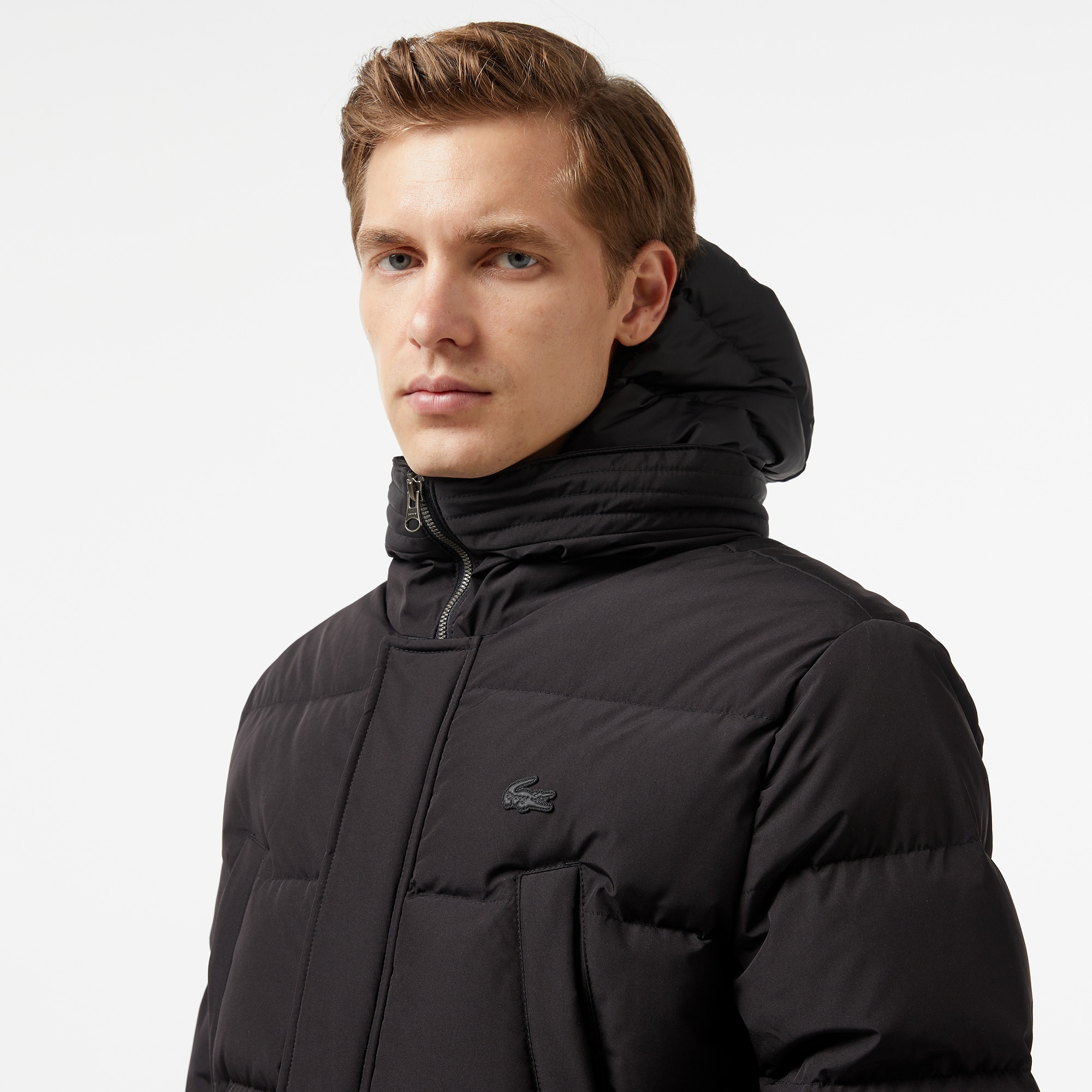 Lacoste Erkek Kapüşonlu Siyah Şişme Mont