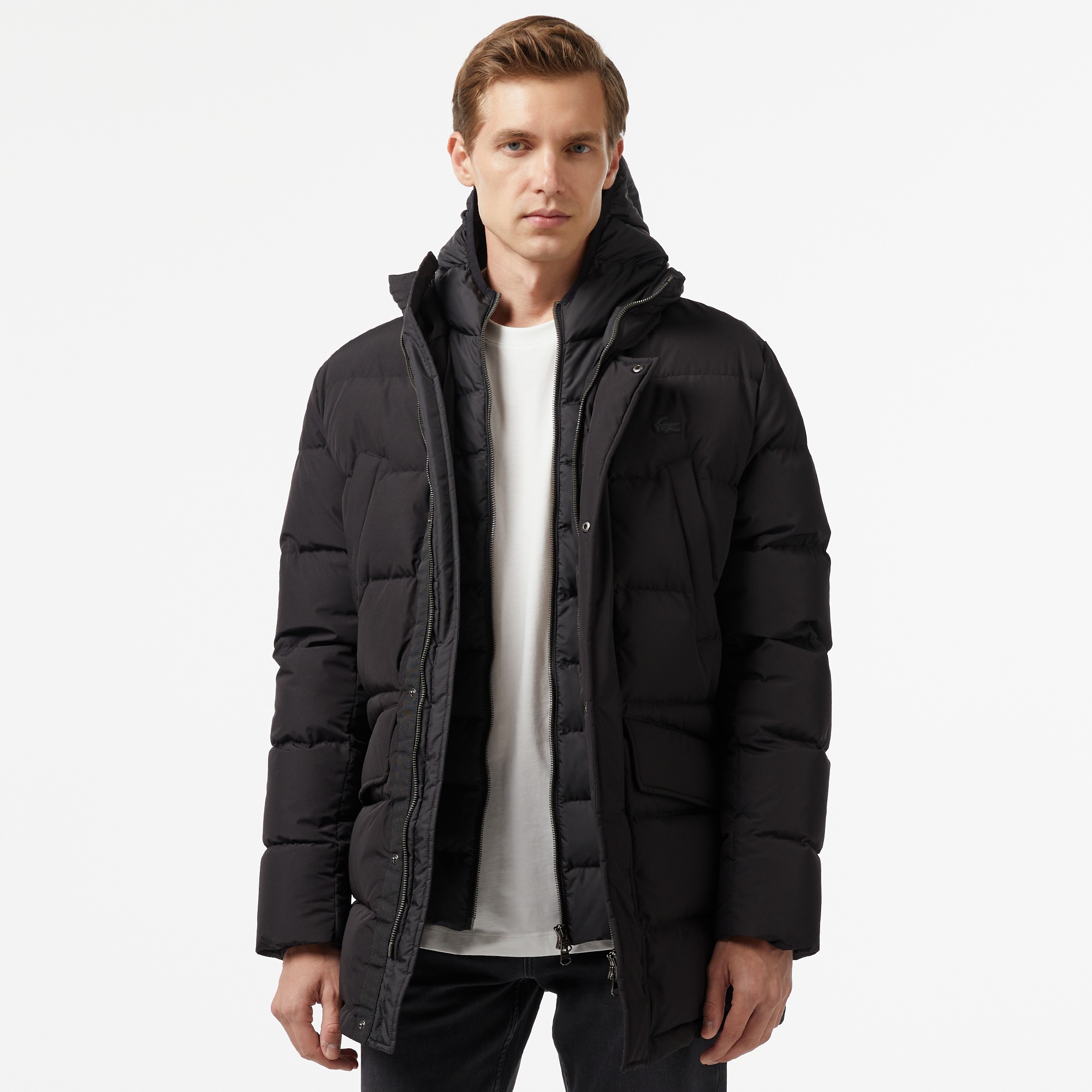 Lacoste Erkek Kapüşonlu Siyah Şişme Mont