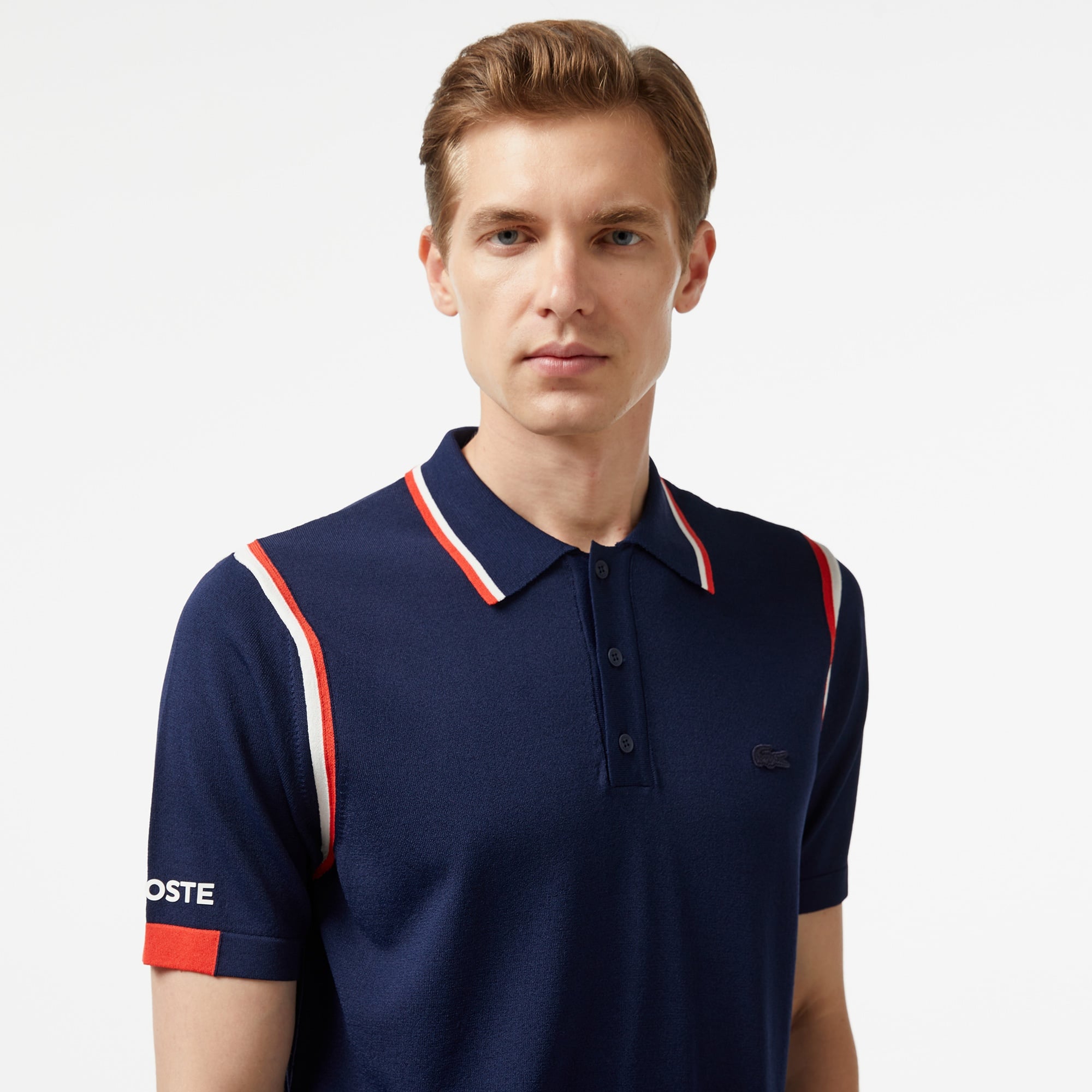 Lacoste Erkek Regular Fit Polo Yaka Renk Bloklu Lacivert Triko