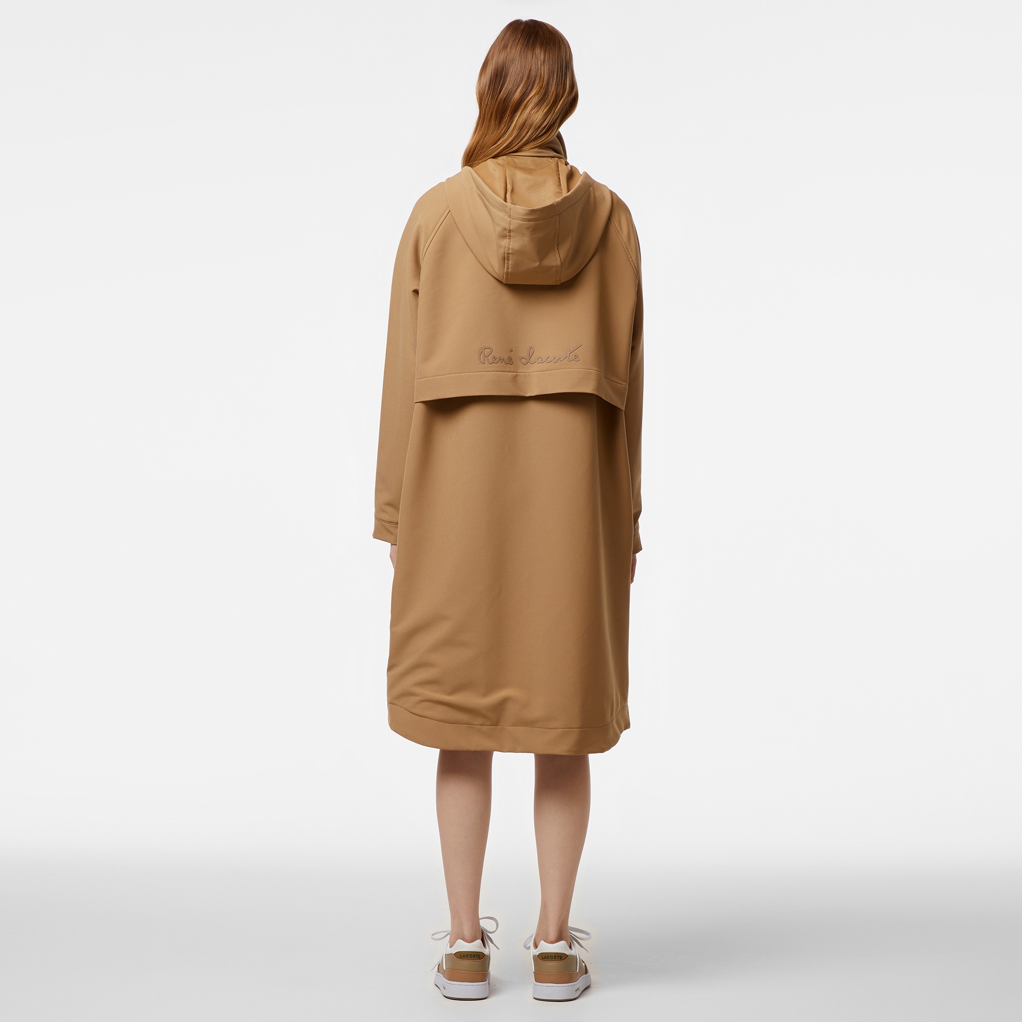 Lacoste Kadın Relaxed Fit Kapüşonlu Kahverengi Yağmurluk