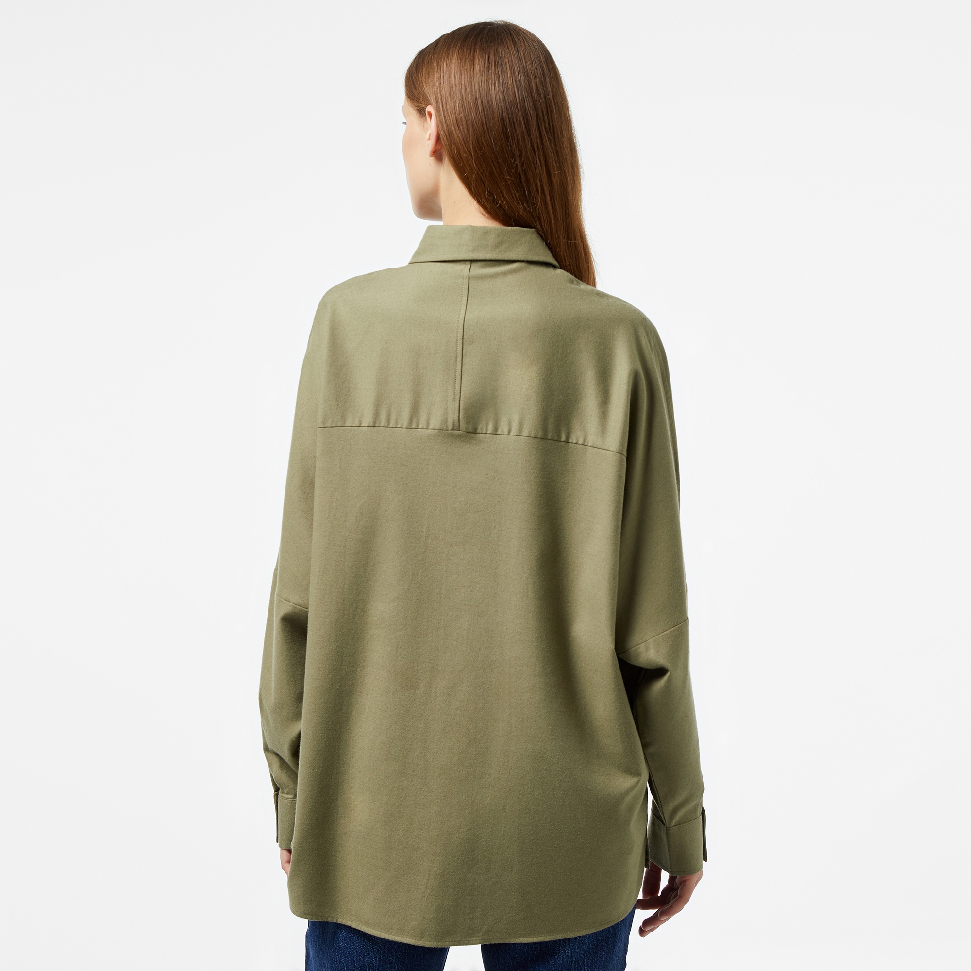 Lacoste Kadın Loose Fit Haki Gömlek