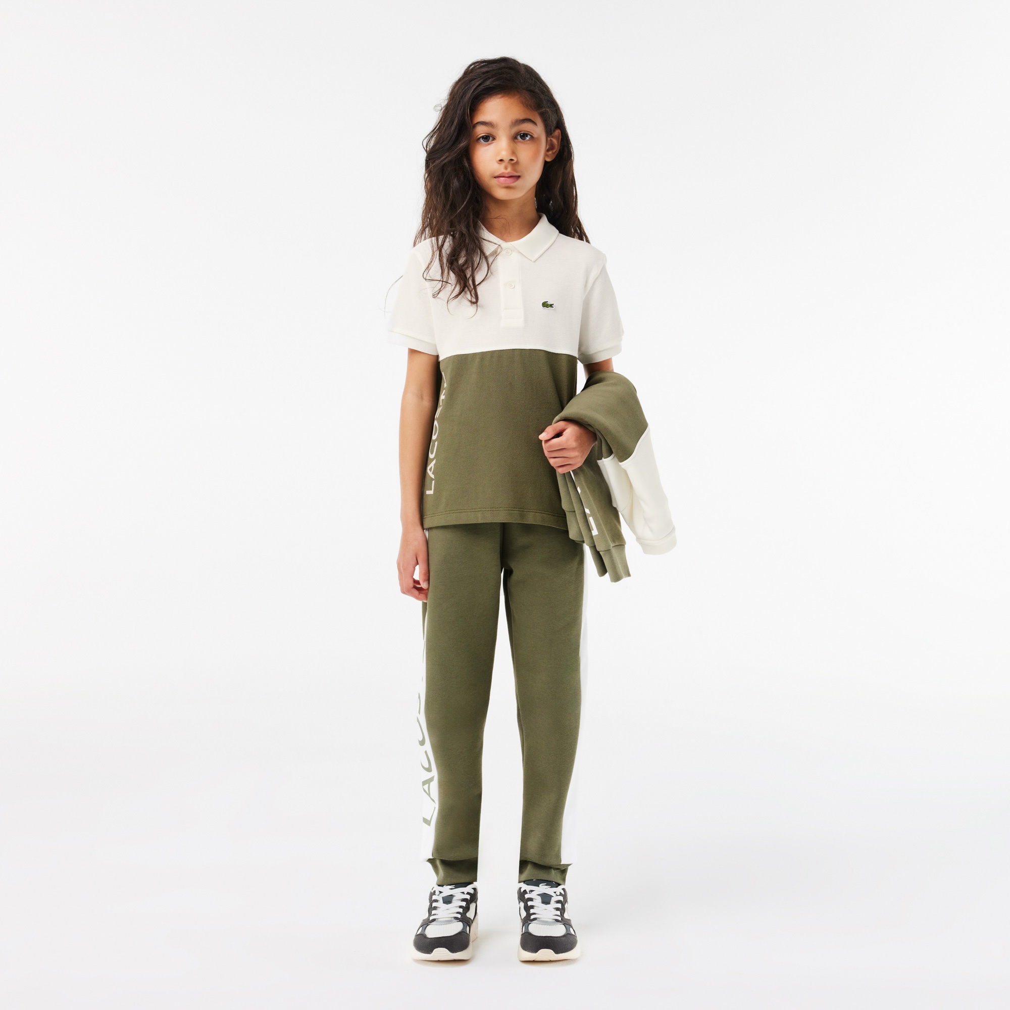 Lacoste Çocuk Renk Bloklu Beyaz Polo