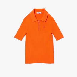 Lacoste Kadın Slim Fit Polo Yaka Turuncu Triko Turuncu