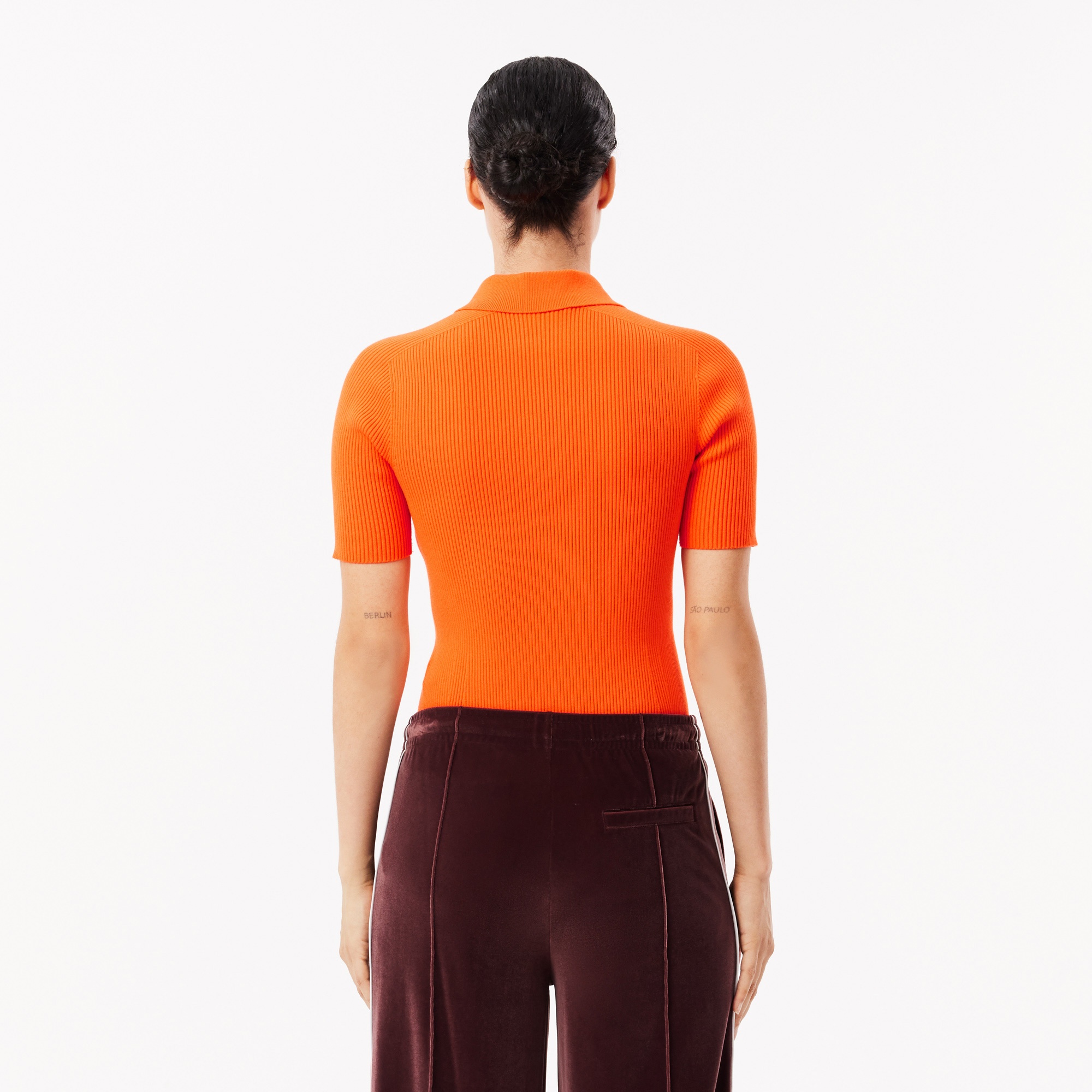 Lacoste Kadın Slim Fit Polo Yaka Turuncu Triko