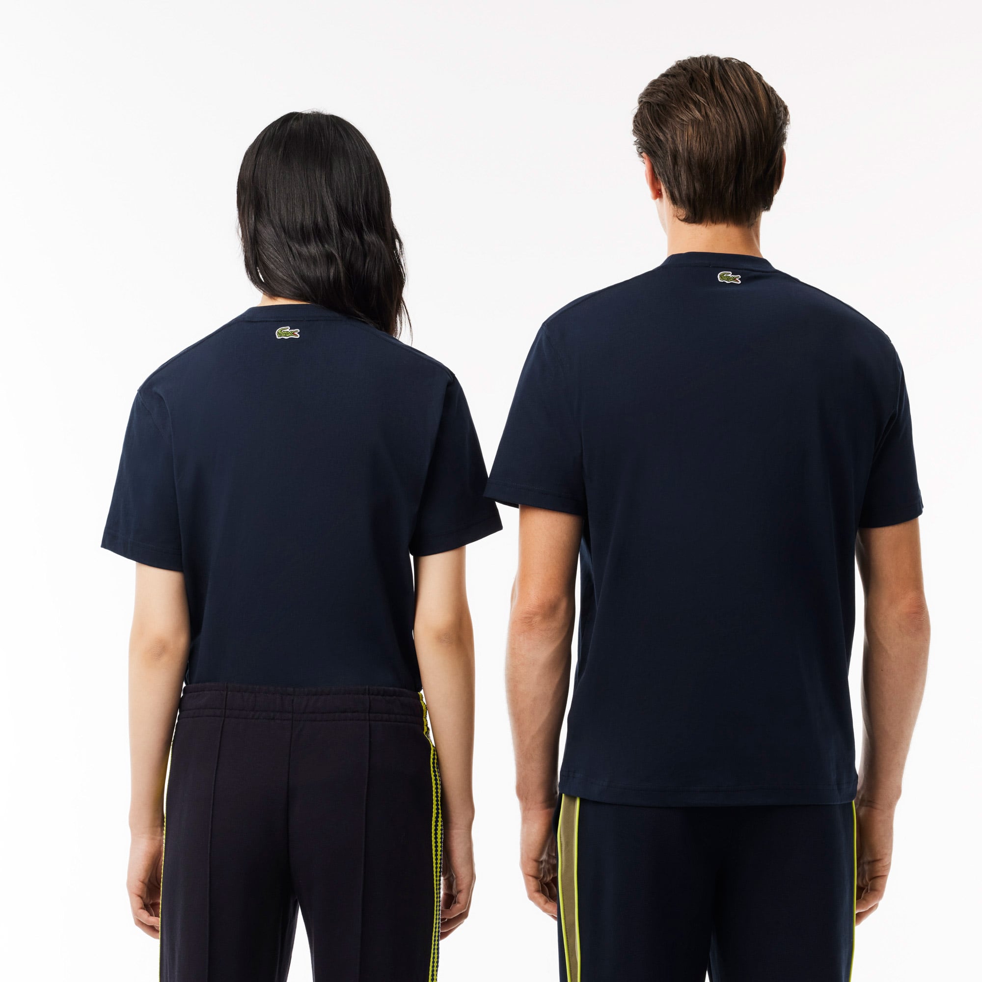 Lacoste Unisex Bisiklet Yaka Baskılı Lacivert T-Shirt görsel 3