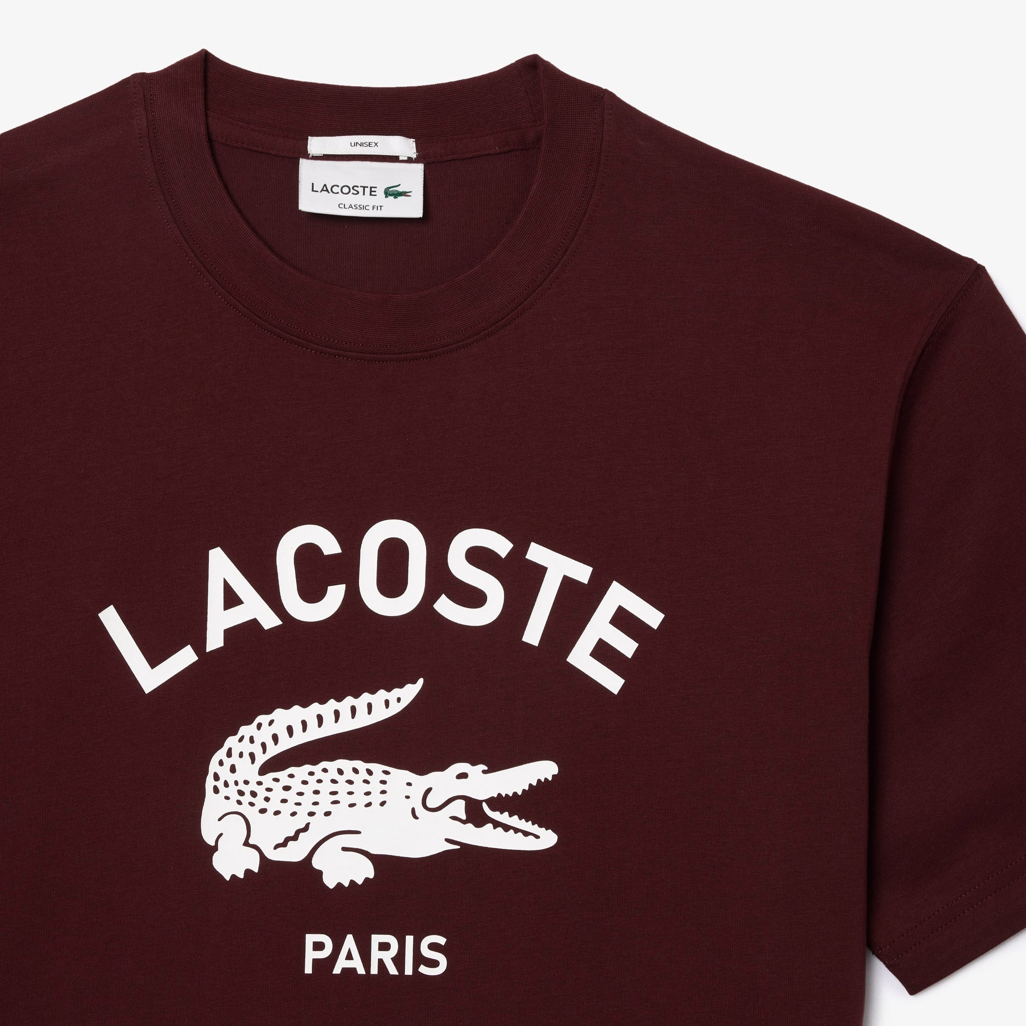 Lacoste Unisex Regular Fit Bisiklet Yaka Bordo T-Shirt