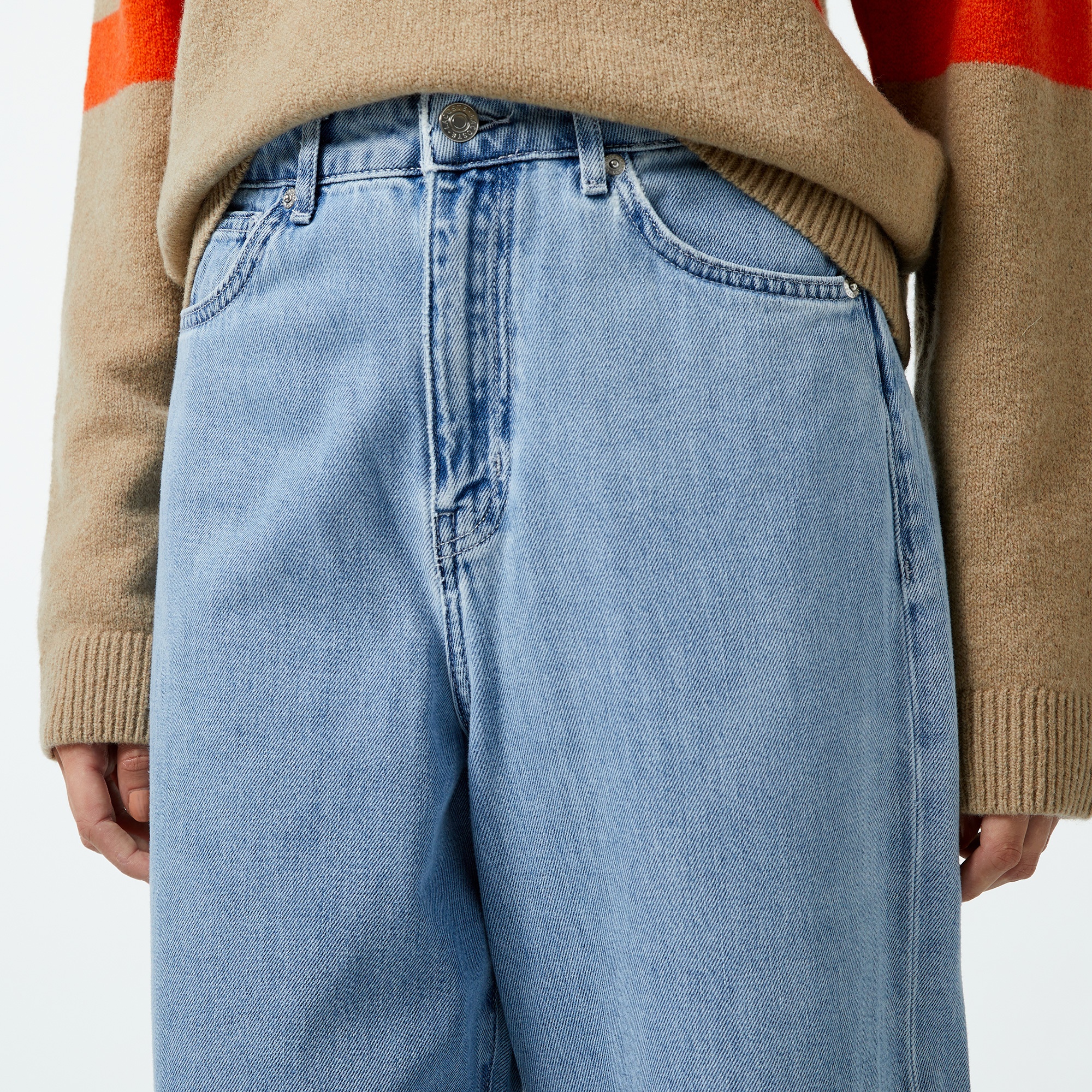 Lacoste Kadın Loose Fit Mavi Jean Pantolon