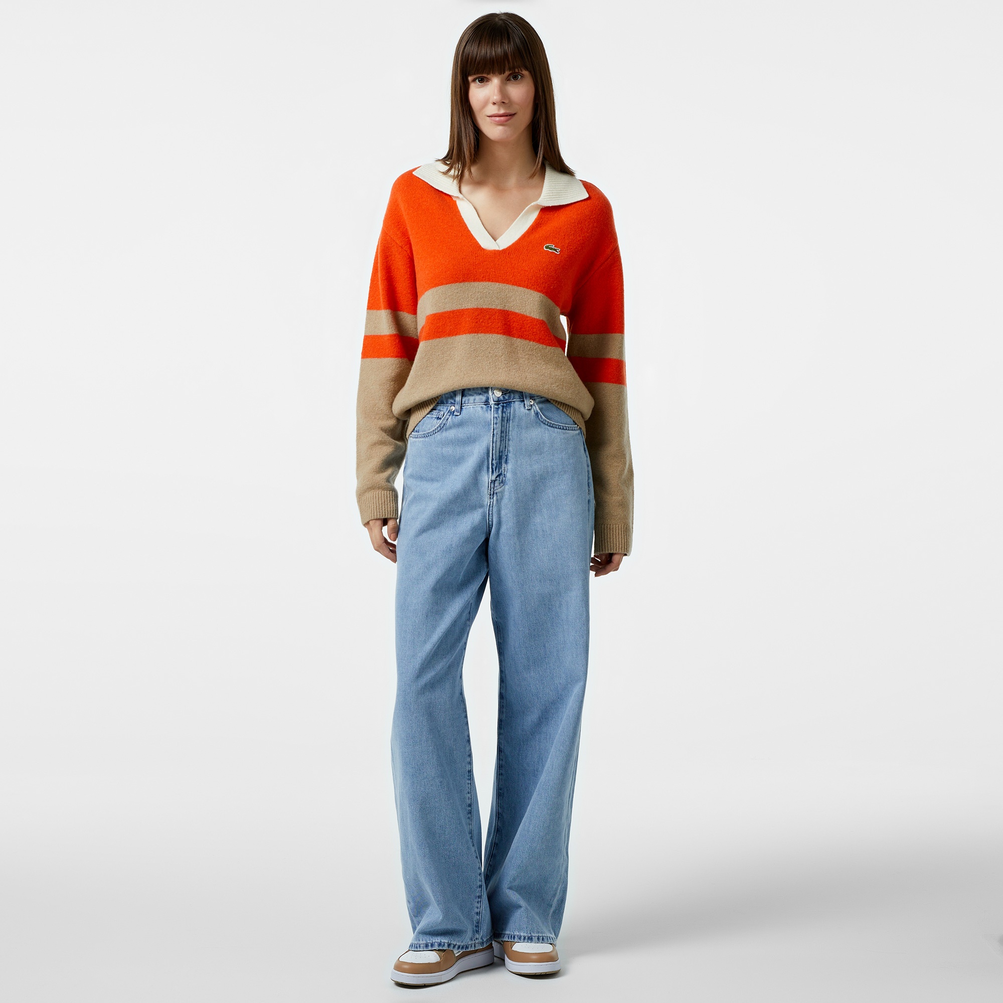 Lacoste Kadın Loose Fit Mavi Jean Pantolon